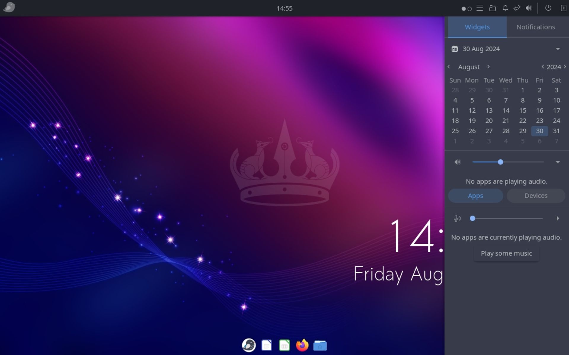 کادر تقویم در Ubuntu Budgie