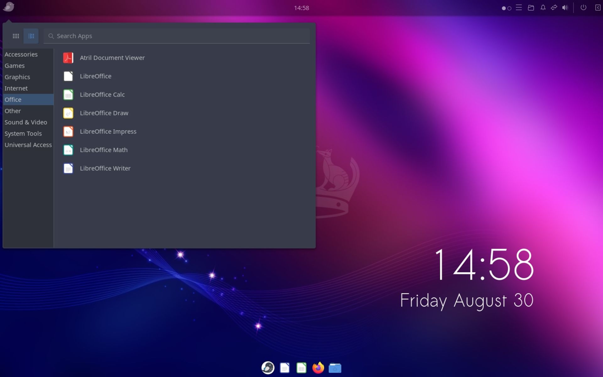 منوی اپلیکیشن‌های Ubuntu Budgie