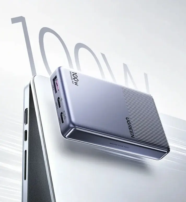 شارژر ۱۰۰ وات یوگرین مدل Nexode Air با درگاه‌های USB-C و USB-A