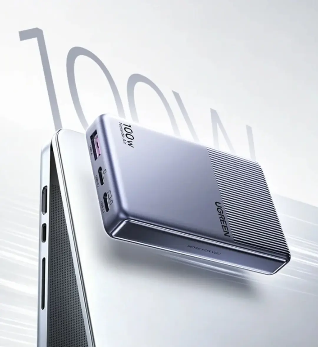 شارژر ۱۰۰ وات یوگرین مدل Nexode Air با درگاه‌های USB-C و USB-A
