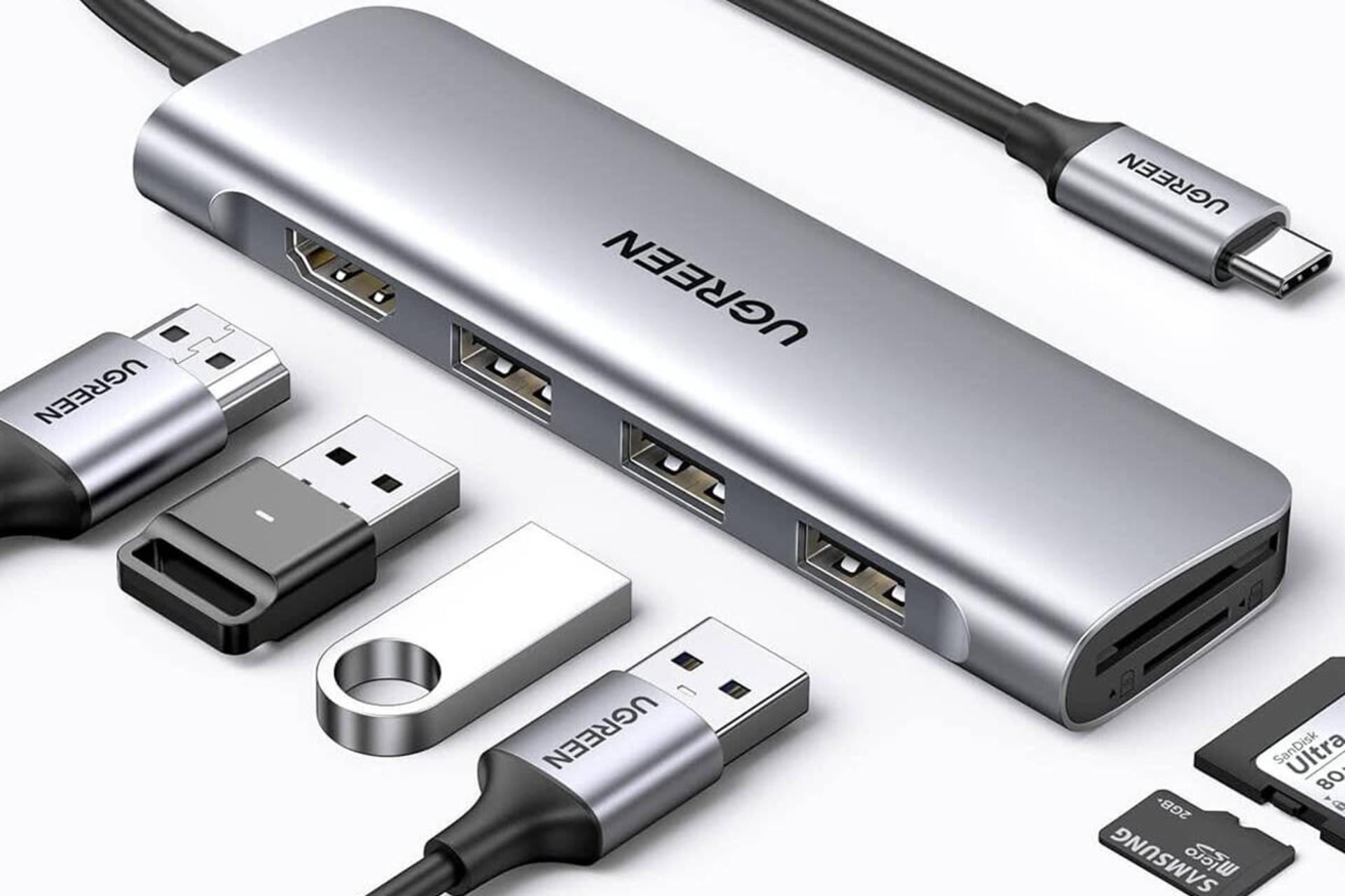کانکتور هاب USB هاب USB-C یوگرین 6 پورت مدل CM511-20956A