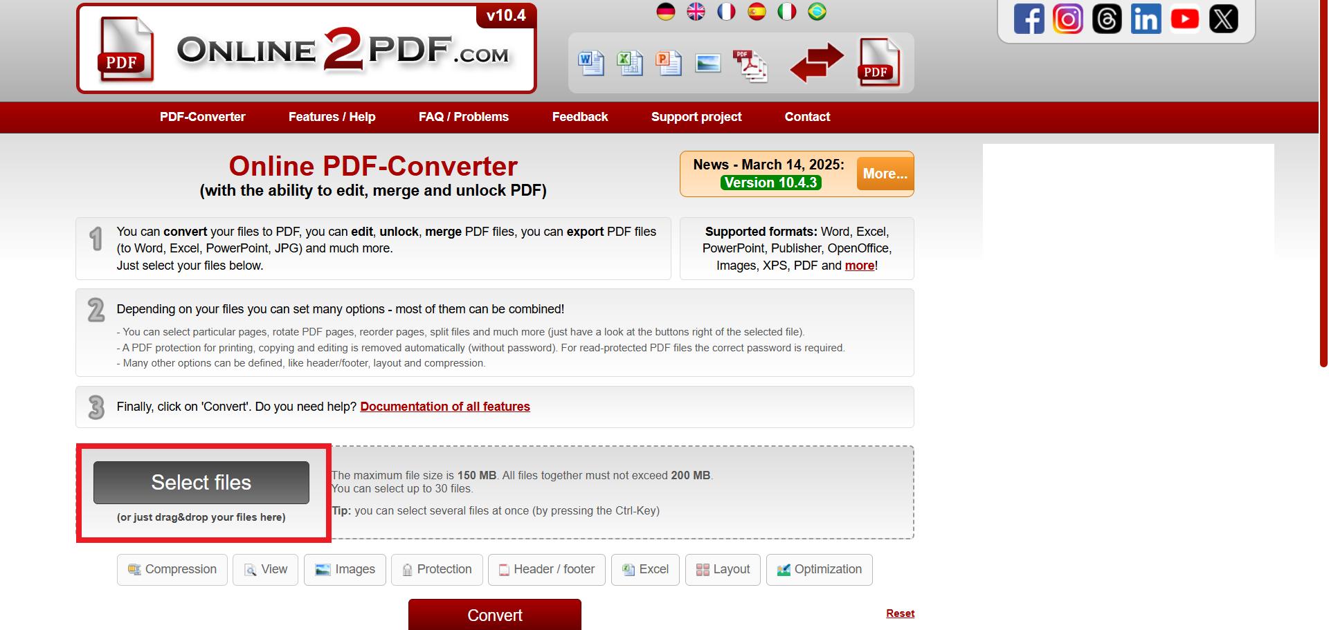 آپلود فایل ورد برای تبدیل به پاورپوینت در سایت online2pdf