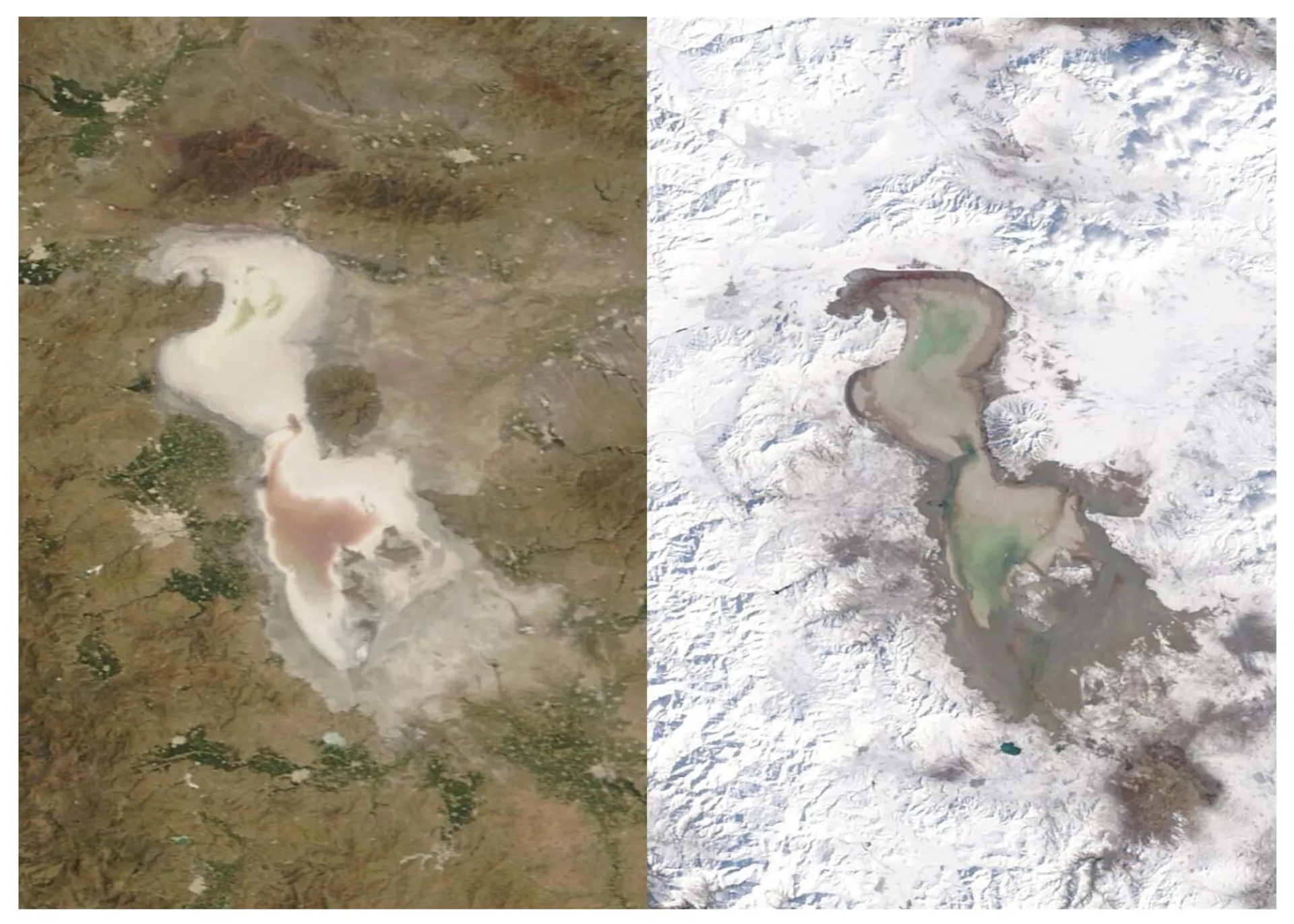 مقایسه وضعیت دریاچه ارومیه در تیر ۱۴۰۴ و دی ۱۴۰۴