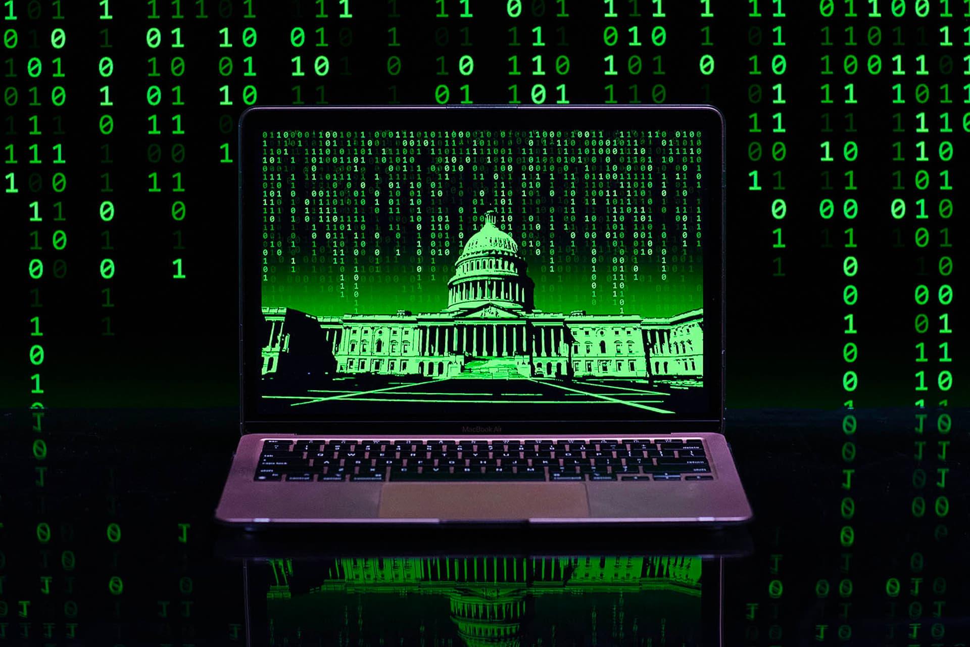 تصویر کاخ سفید آمریکا در داخل لپ تاپ