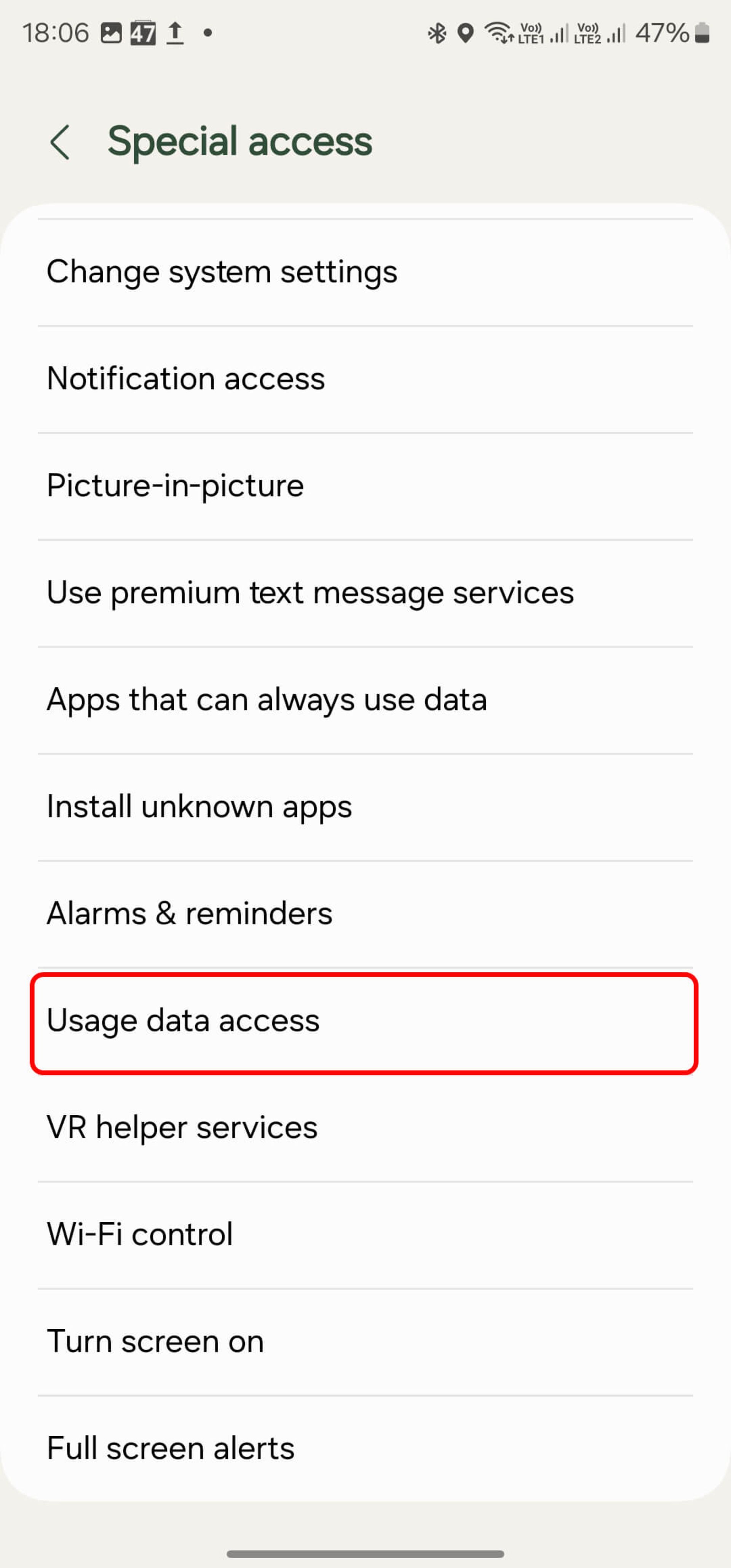 انتخاب usage data access