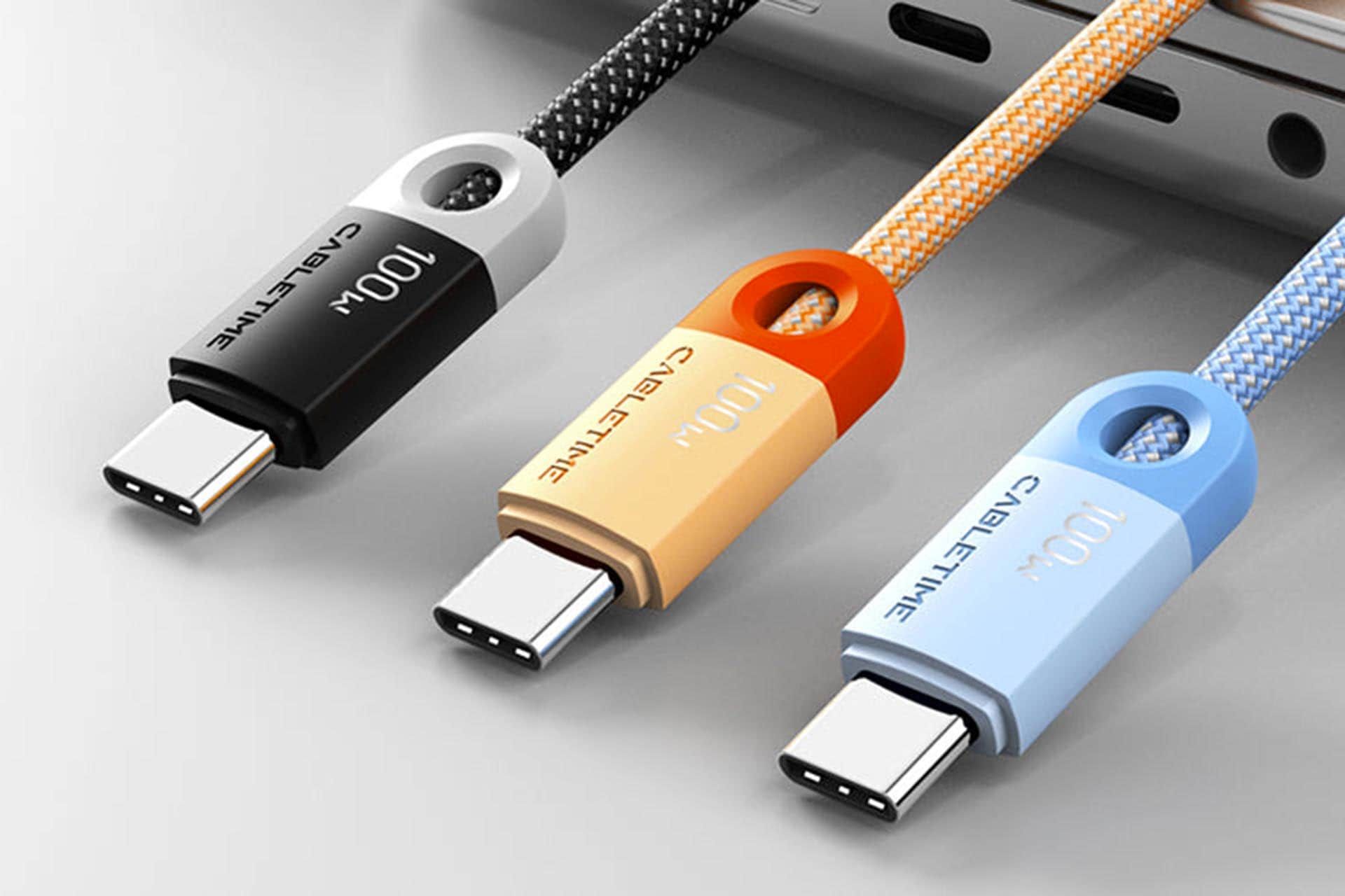 کابل های یو اس بی تایپ سی در سه رنگ مختلف