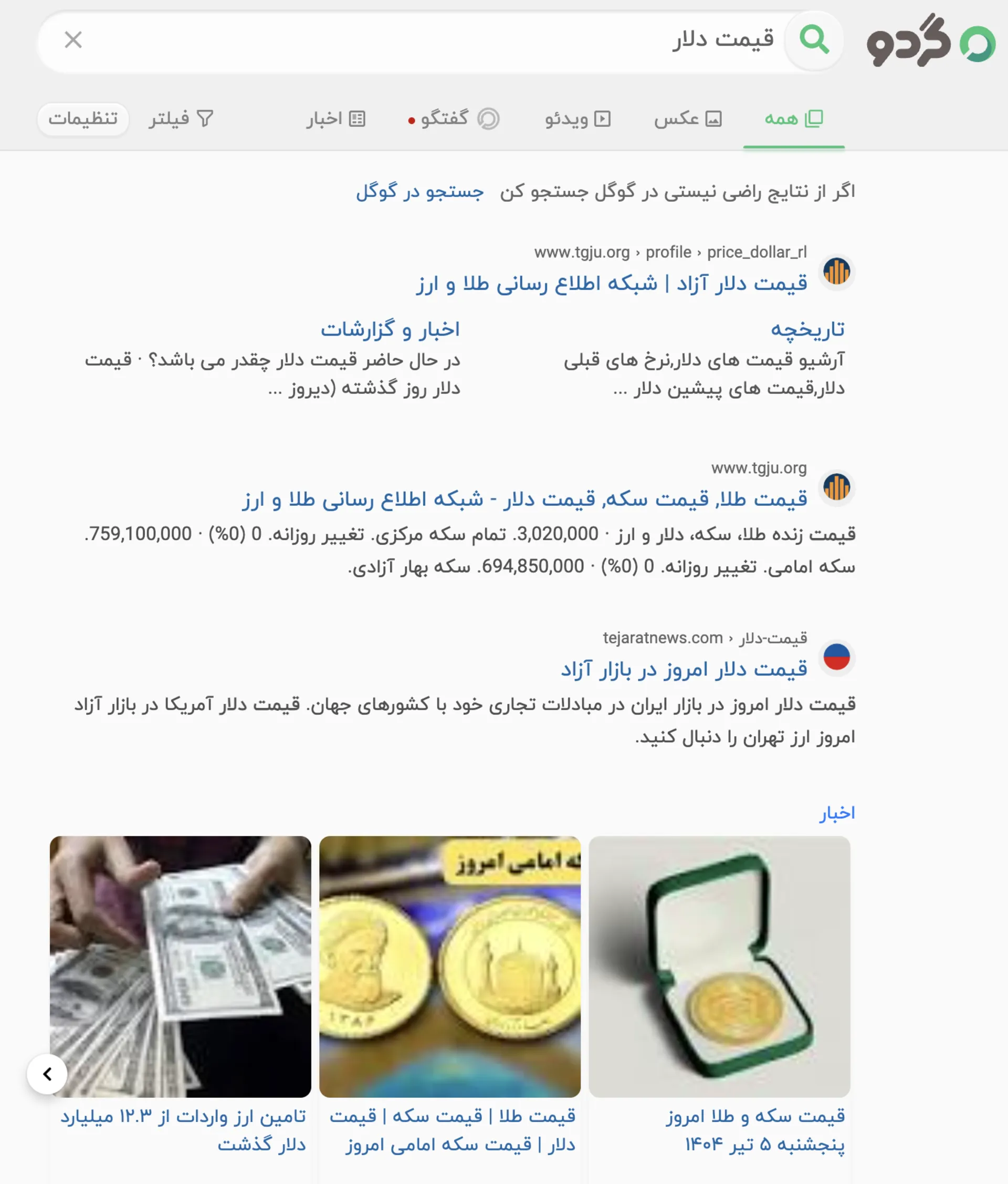 قیمت دلار - گردو