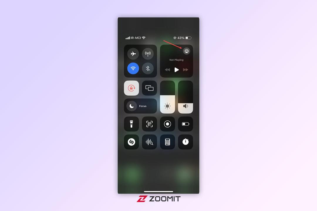 آیکون AirPlay در Control Center آیفون