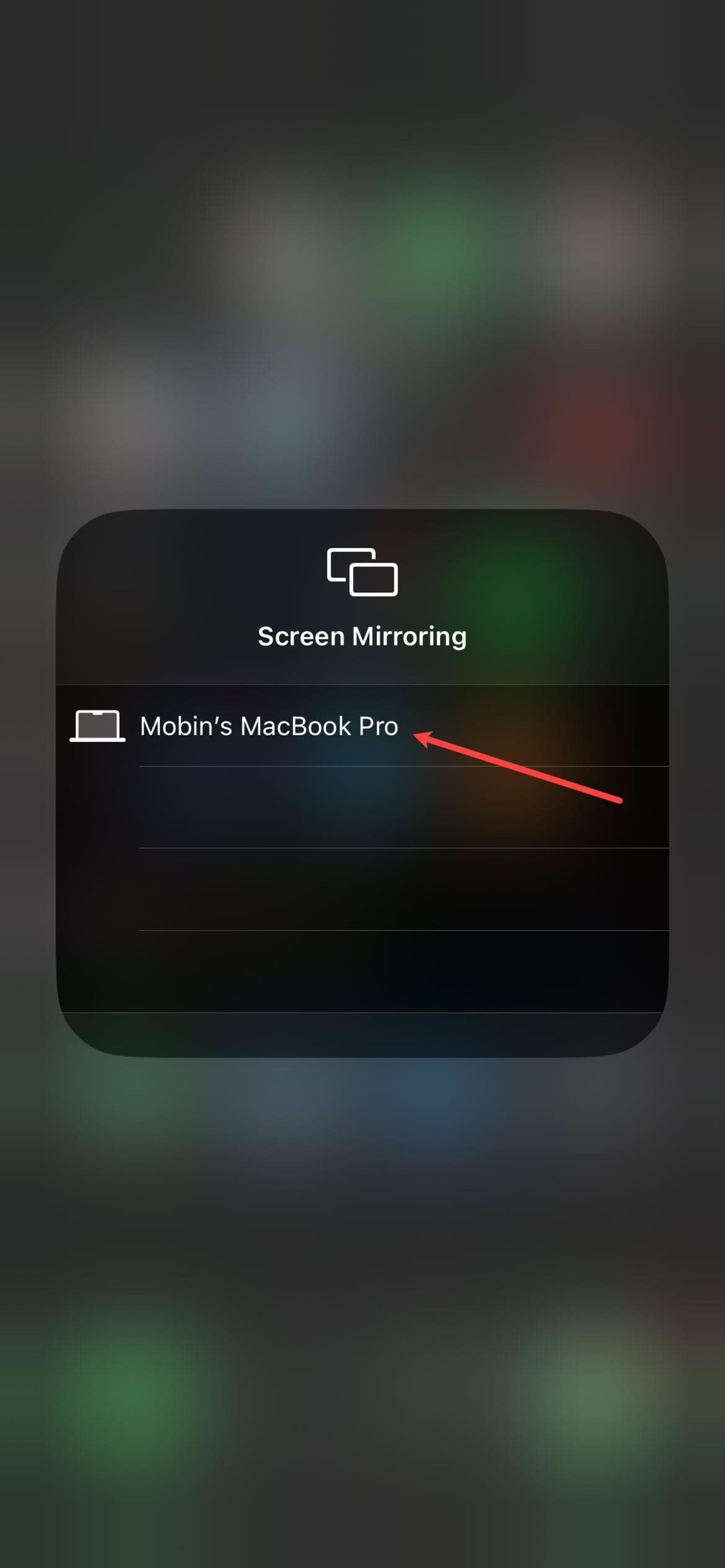 بخش Screen Mirror در آیفون 