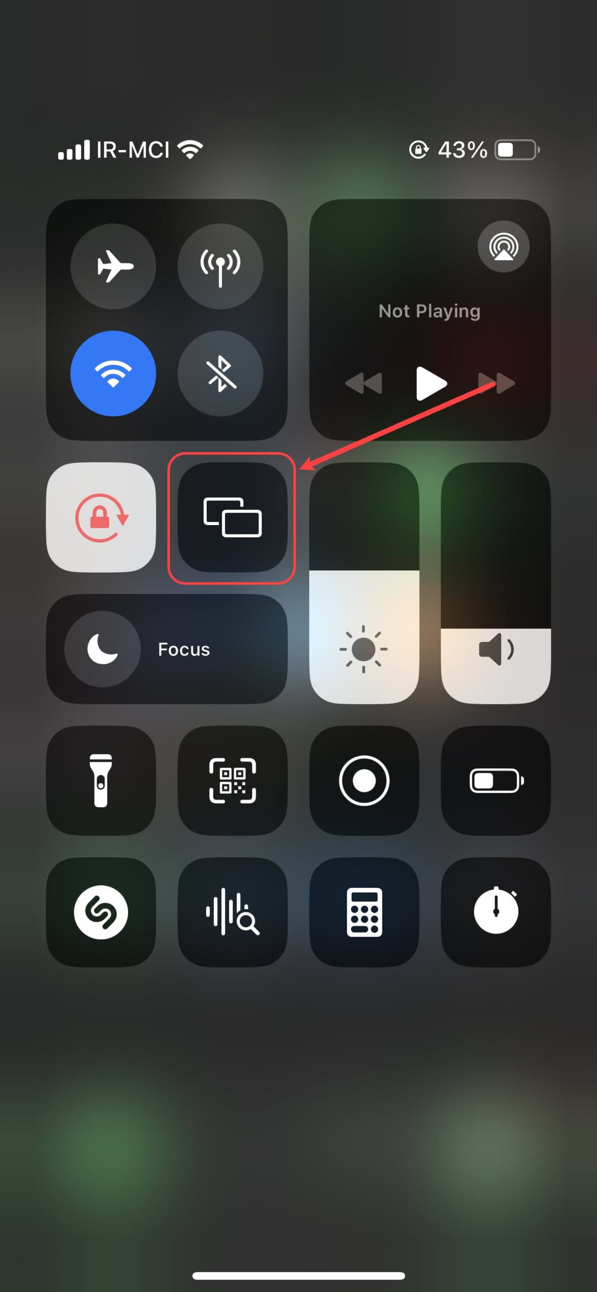 بخش Control Center در آیفون 