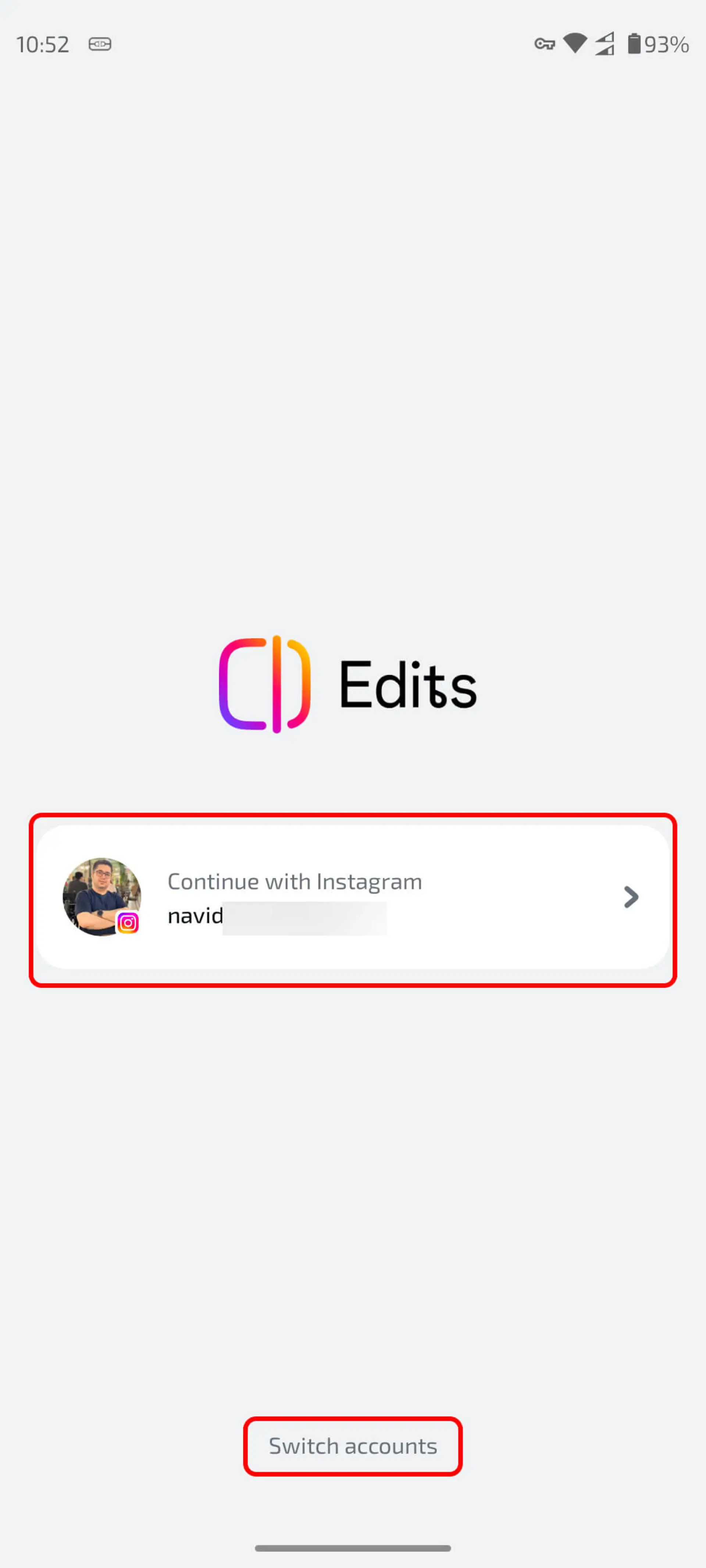 ورود به اپلیکیشن Edits