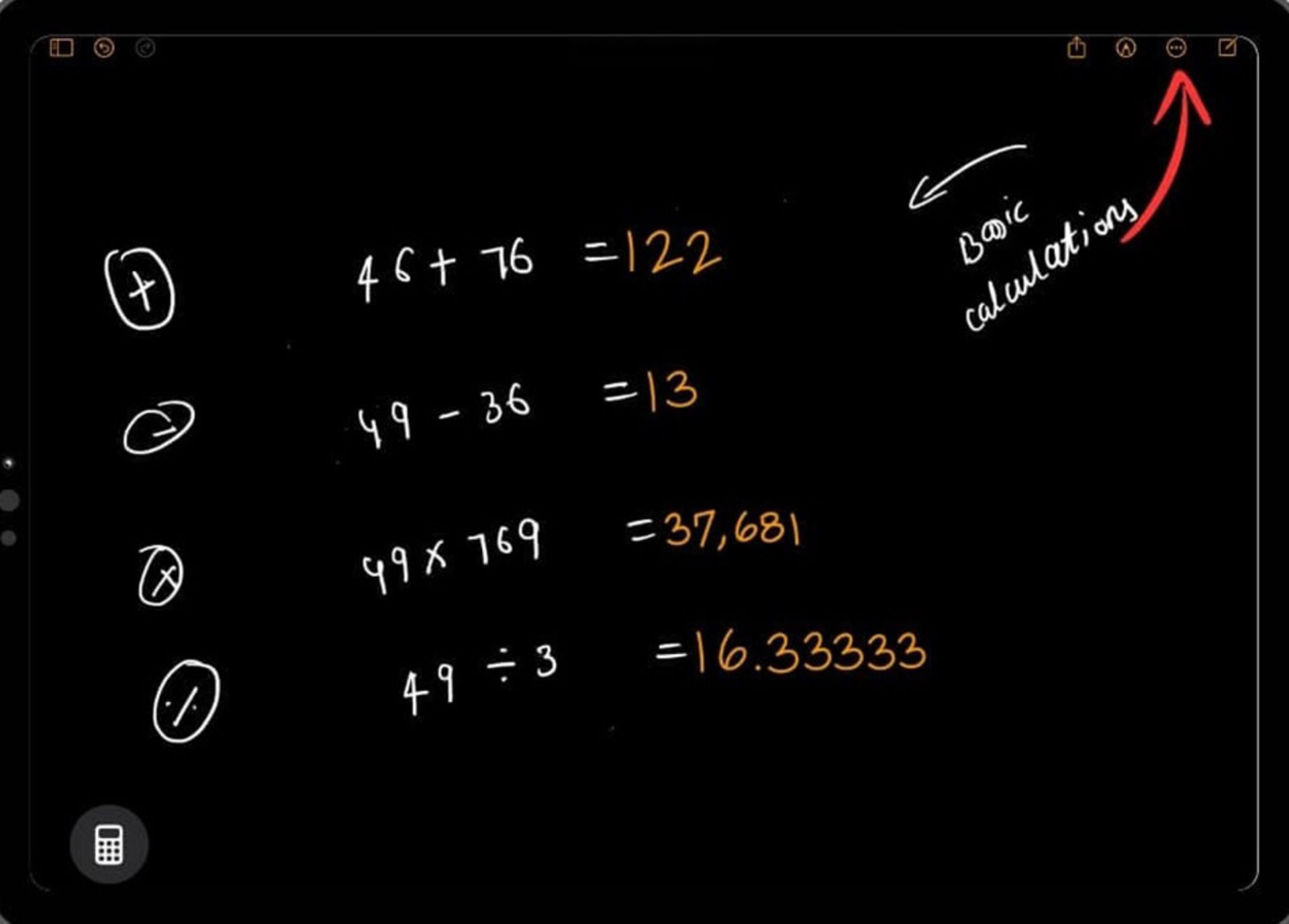 نحوه استفاده از Math Notes اپل روی گوشی آیفون، آیپد و مک بوک مرحله ۳