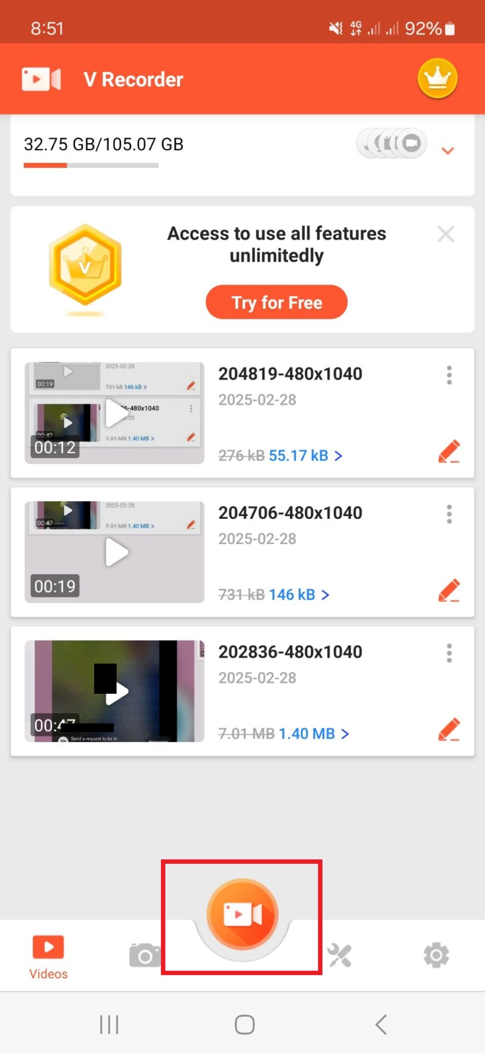 اپلیکیشن V Recorder و دانلود لایو اینستا