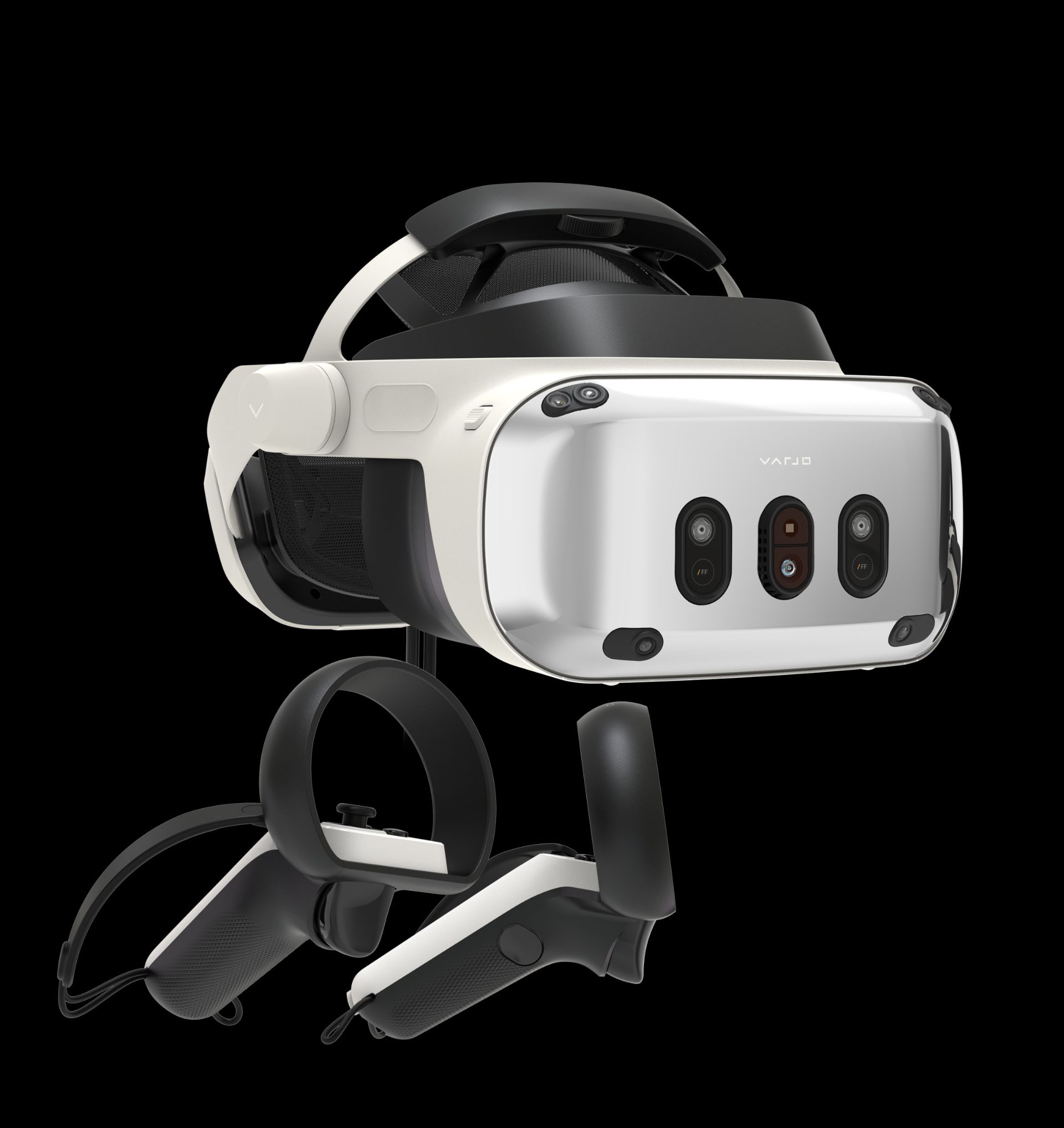 هدست واقعیت ترکیبی وارجو xr-4 از نمای سه‌رخ همراه با دسته‌ها