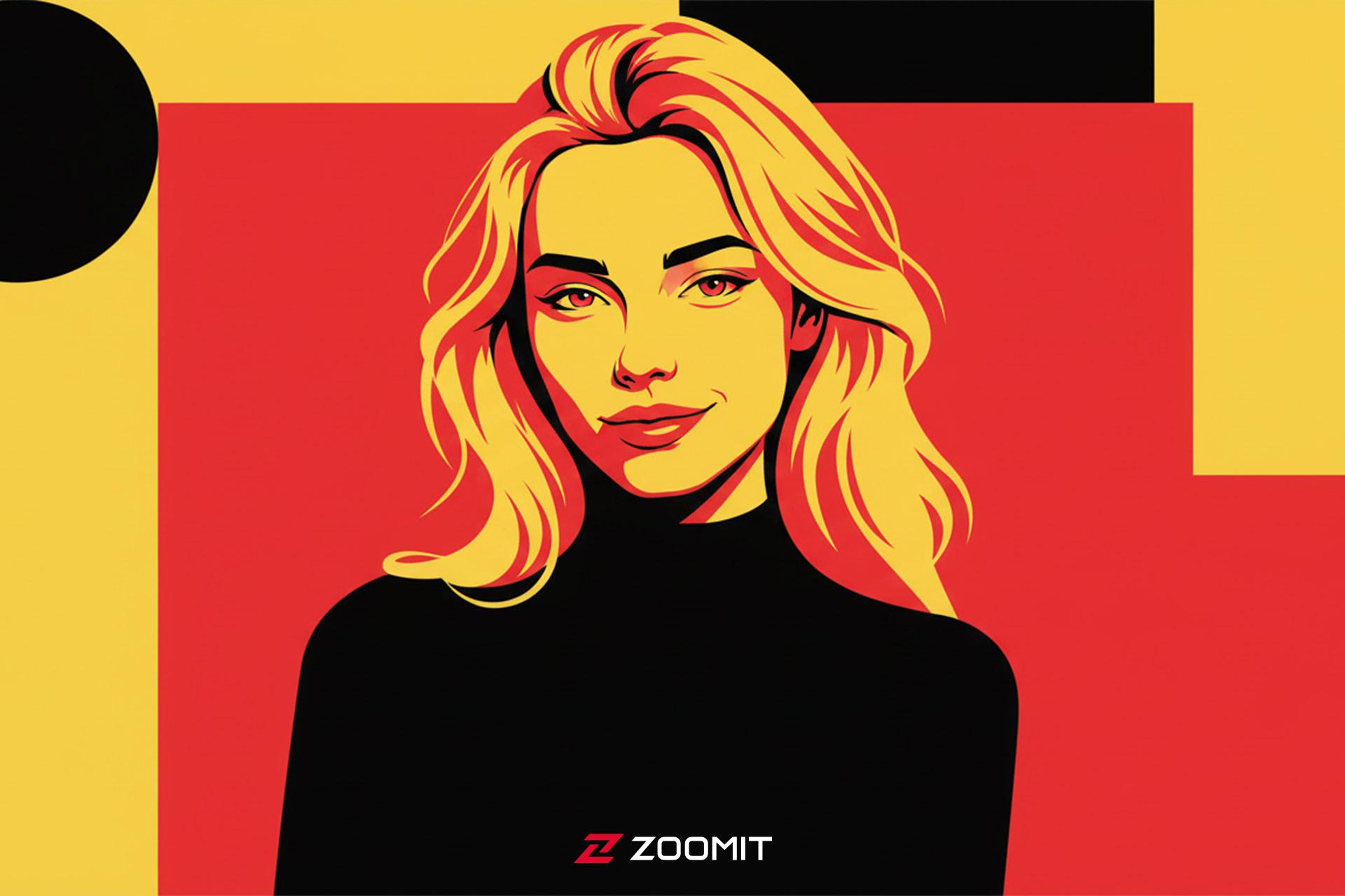 طراحی وکتور از یک زن ساخته هوش مصنوعی - سبک Primary POP