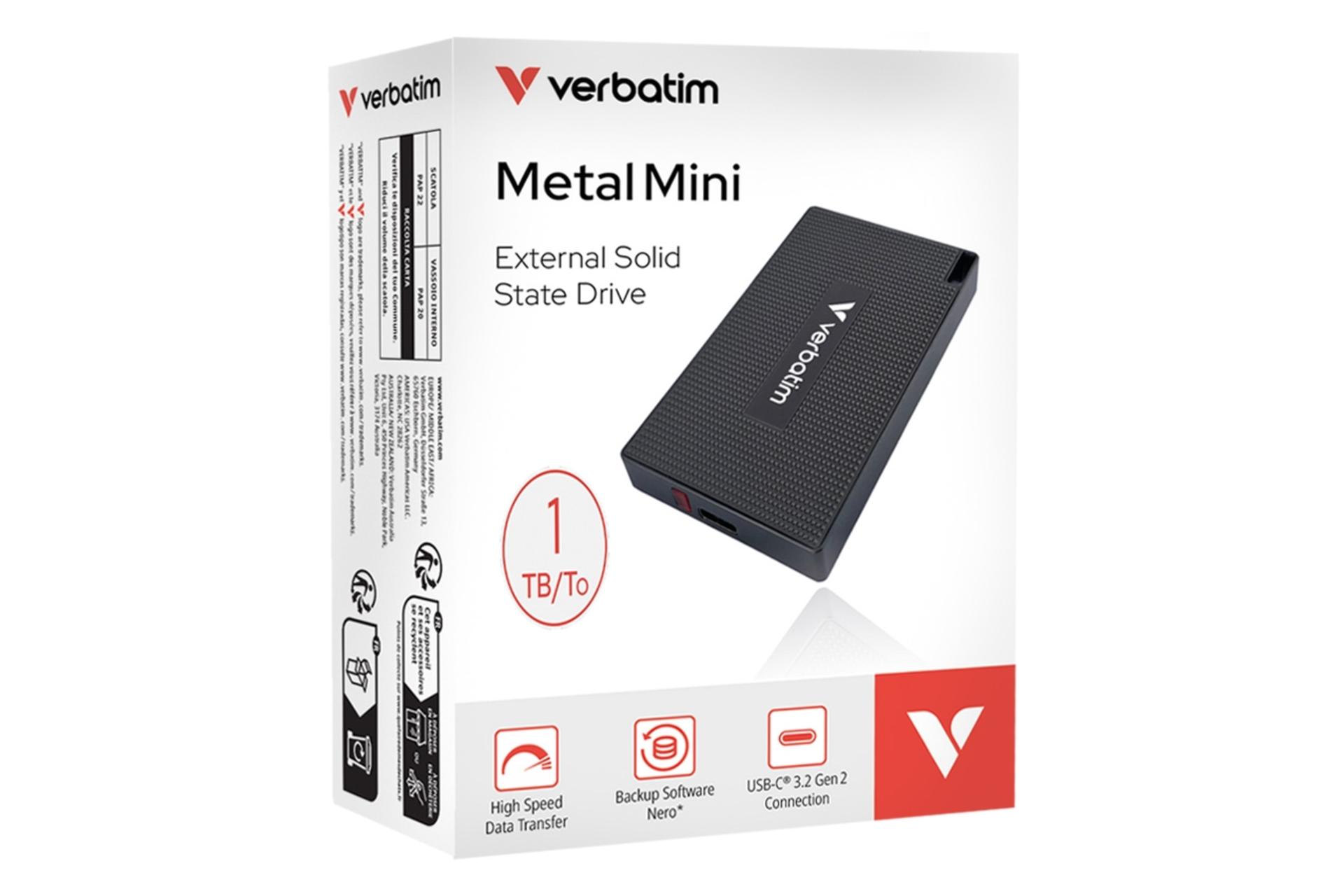 جعبه اس اس دی ورباتیم Verbatim Metal Mini USB 3.2 Gen 2x2 1TB
