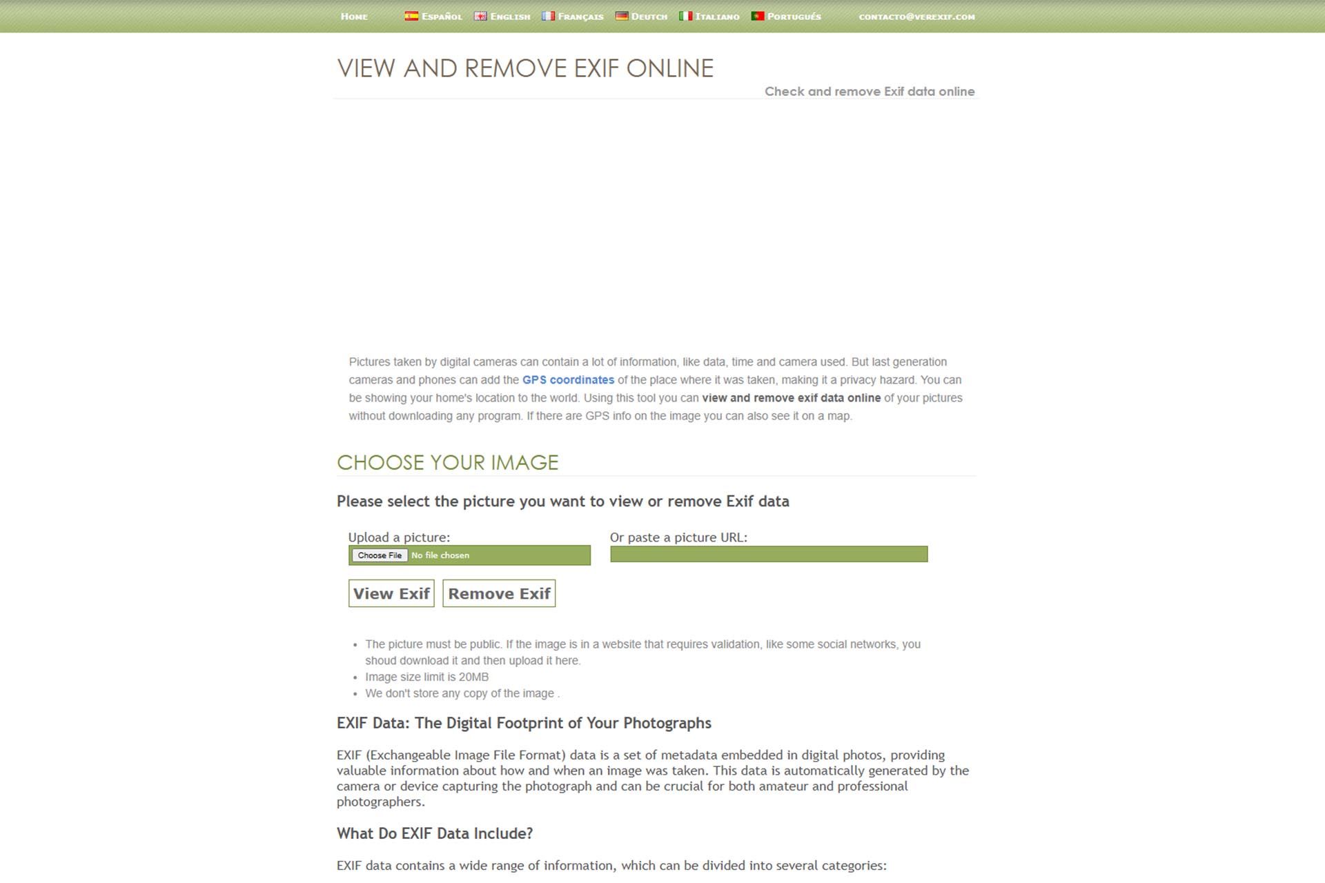 صفحه اصلی وبسایت Verexif