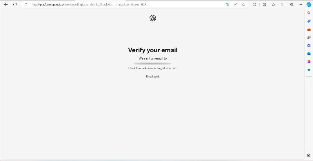 پنجره‌ی Verify Email