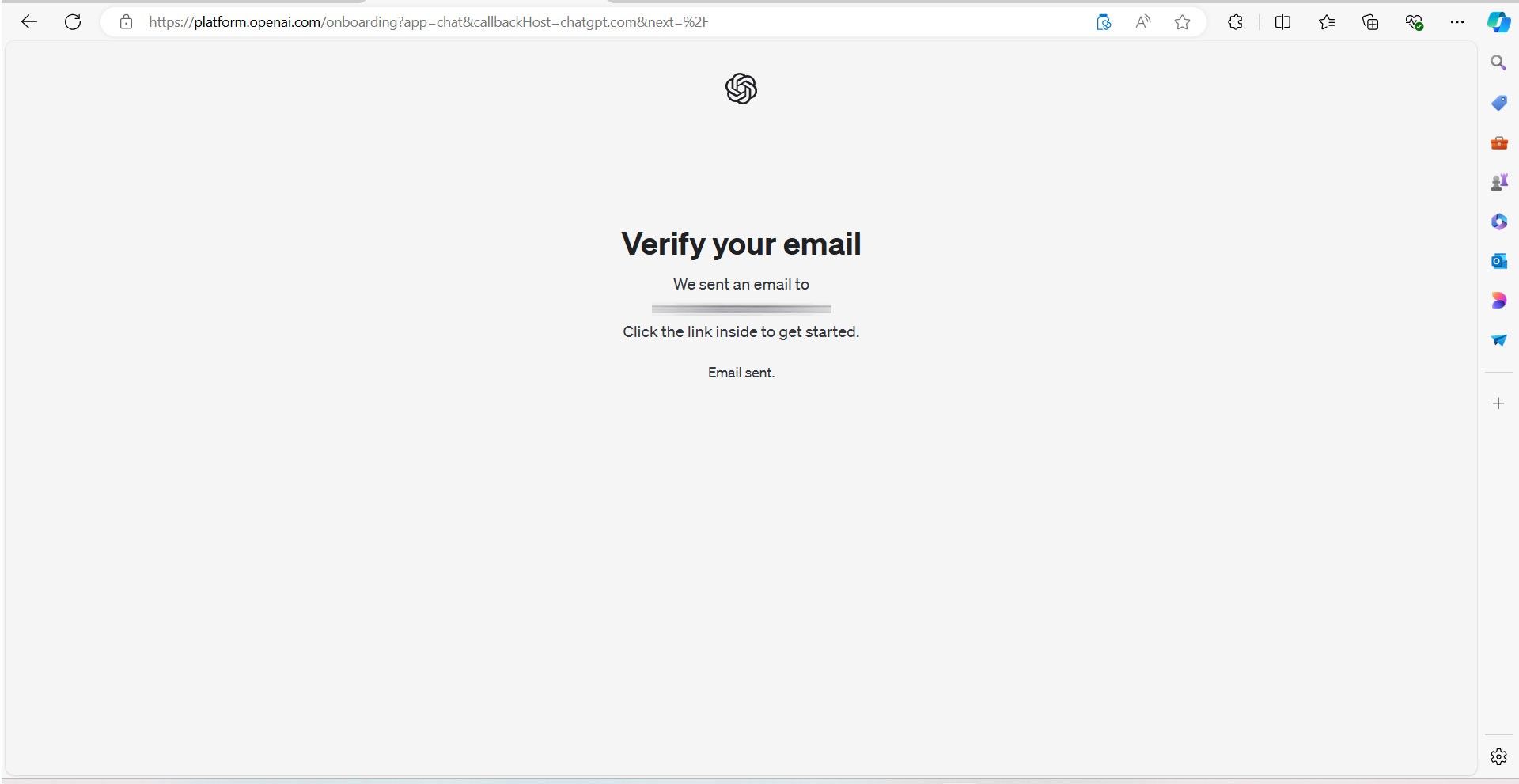پنجره‌ی Verify Email