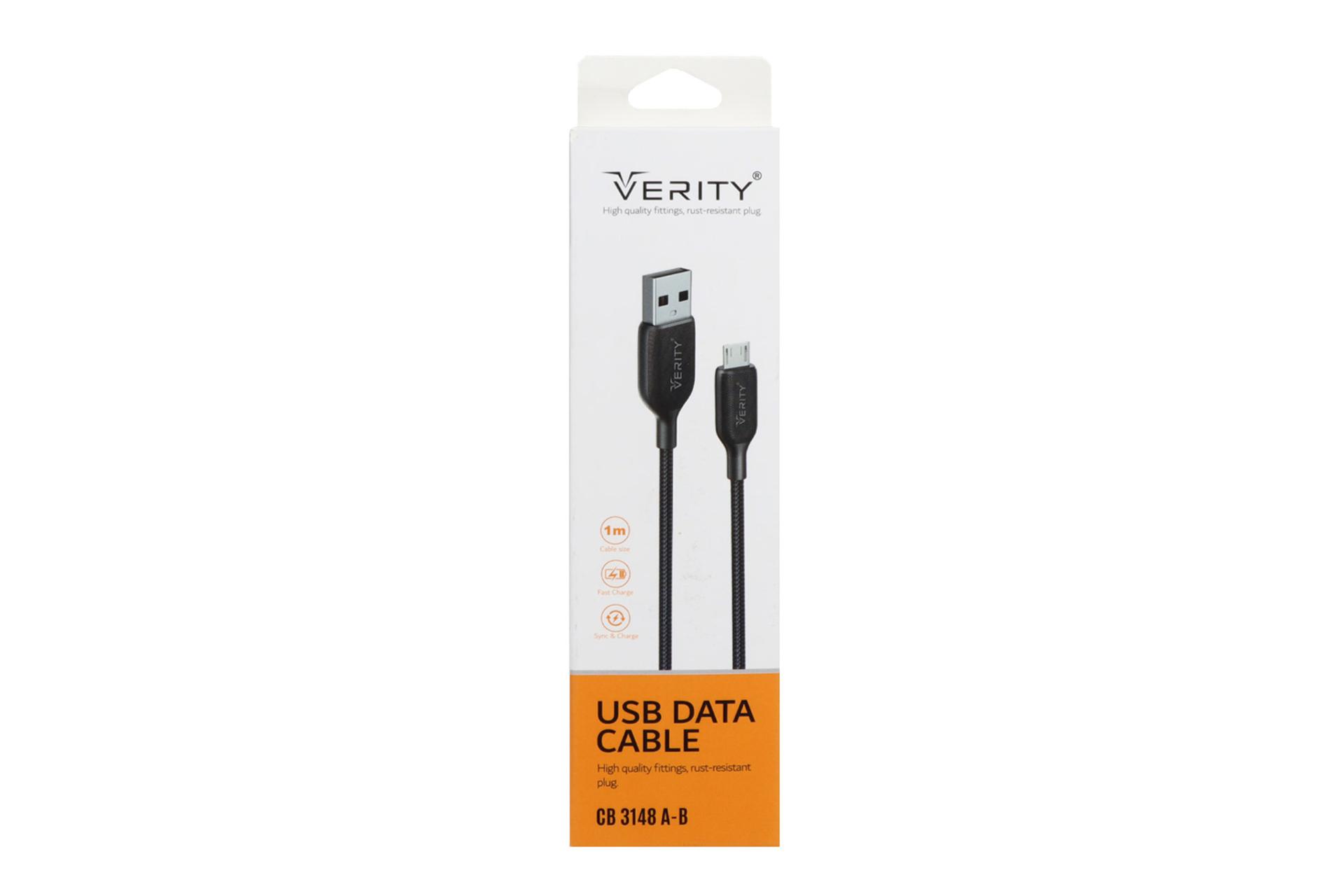 جعبه کابل شارژ USB وریتی Type-A به Micro-USB مدل CB 3148 A-B با طول 1 متر
