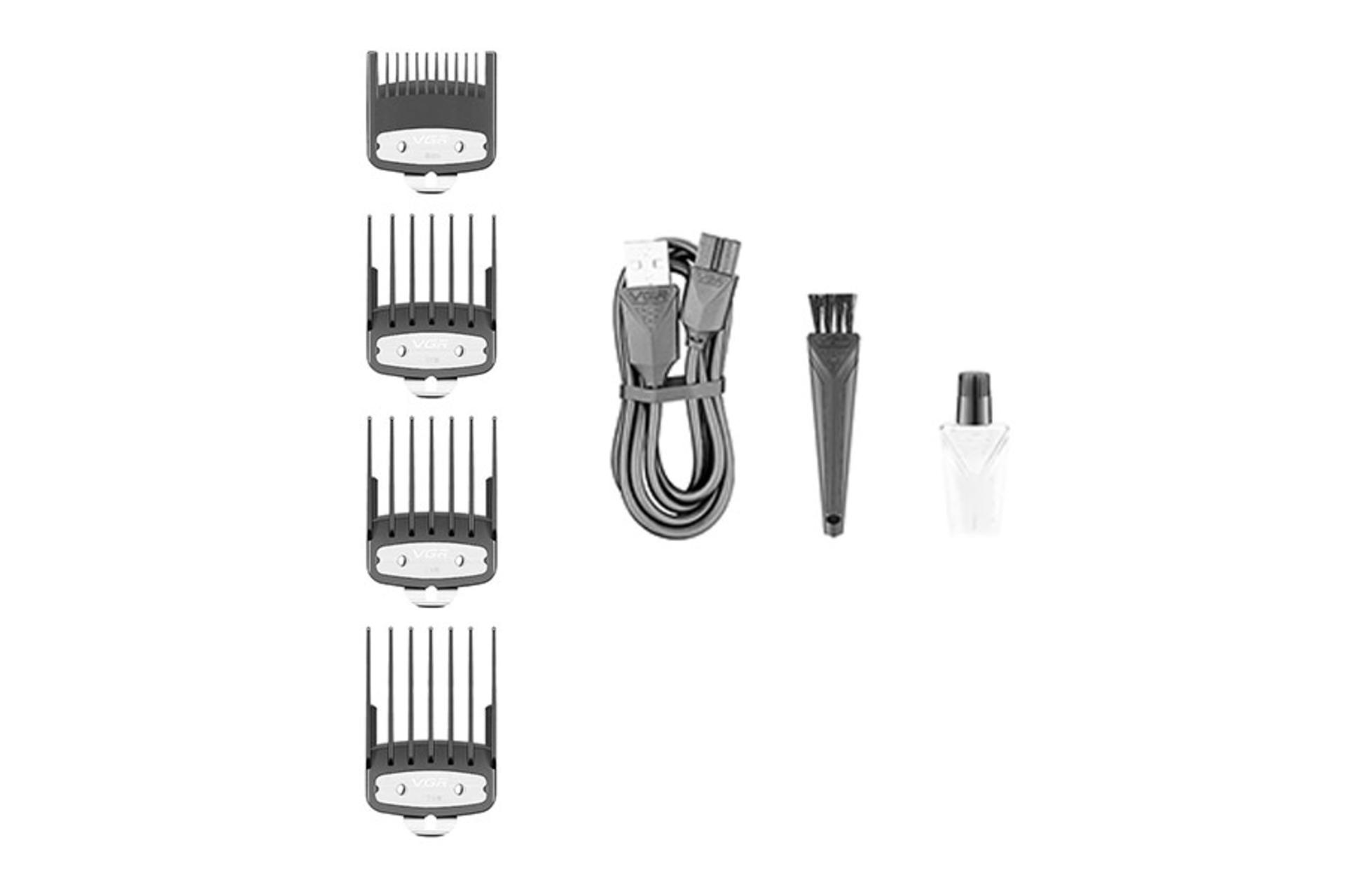 ماشین اصلاح و ریش تراش وی جی آر VGR V-138 شانه ها و لوازم همراه