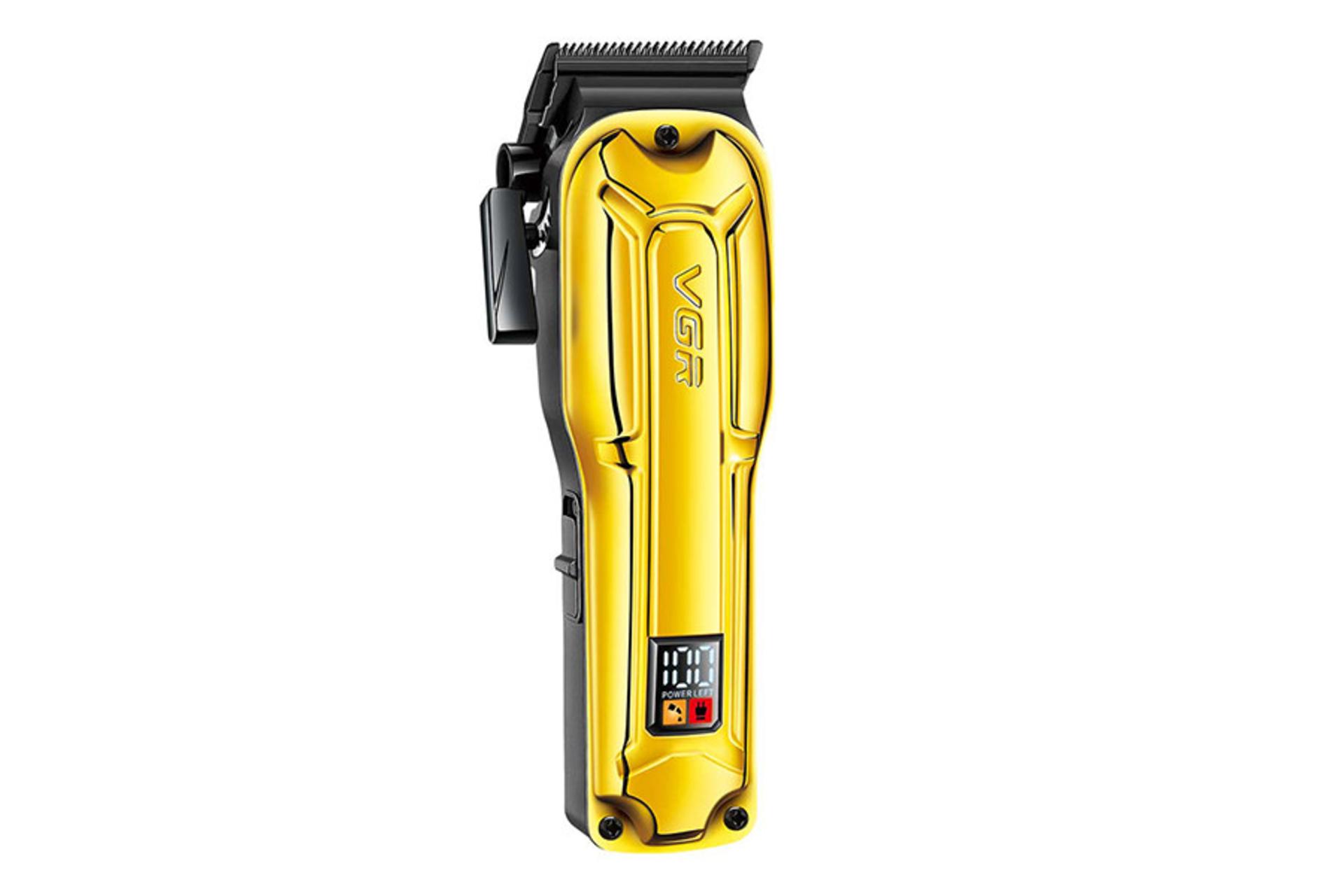 ماشین اصلاح و ریش تراش وی جی آر VGR V-138 رنگ طلایی نمای جلو و جانبی