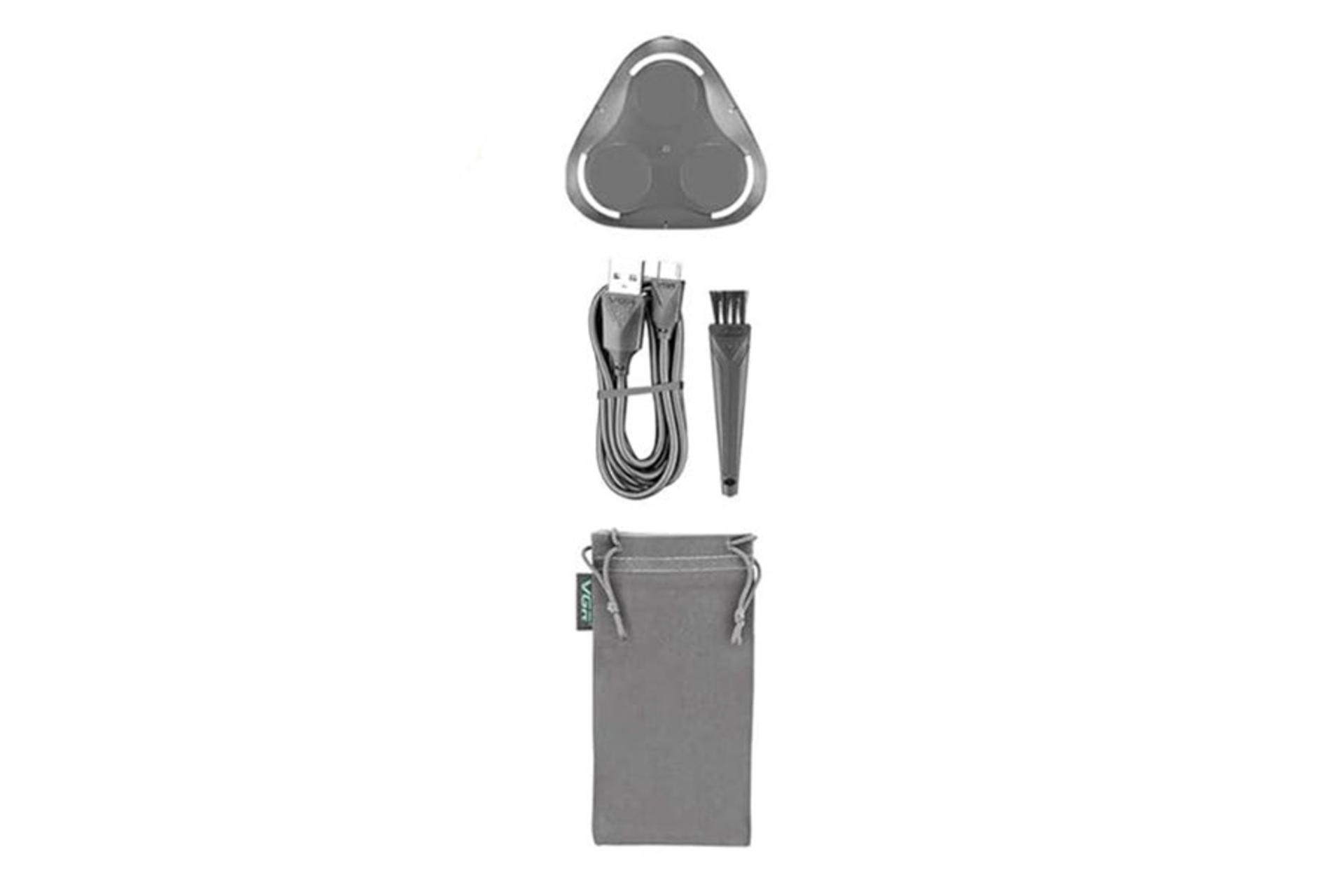ماشین اصلاح وی جی آر VGR V-326 نمای لوازم همراه