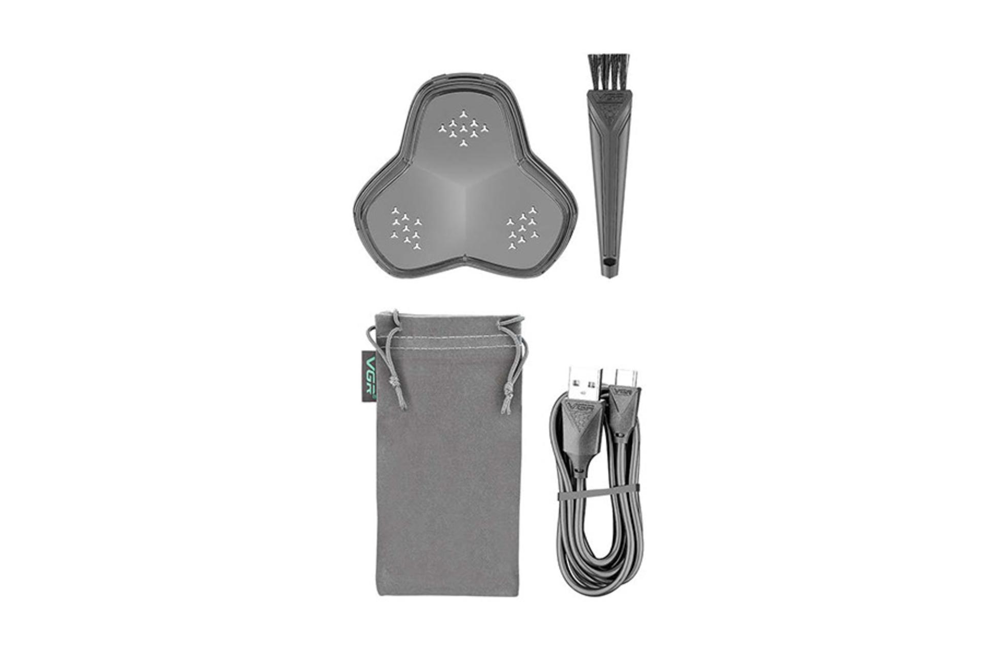 ماشین اصلاح وی جی آر VGR V-328 نمای لوازم همراه