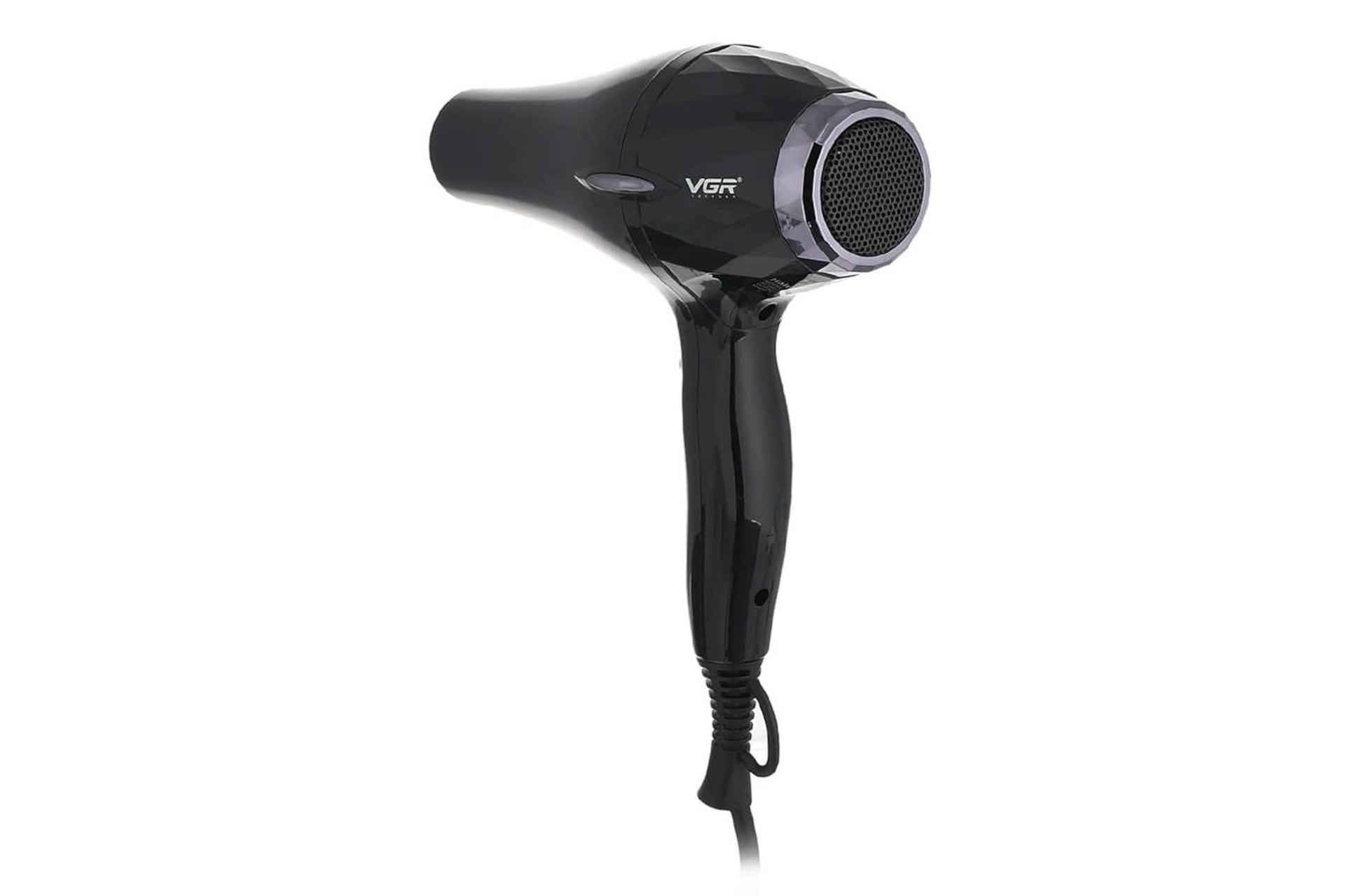 نمای پشت سشوار وی جی آر V-413 رنگ مشکی