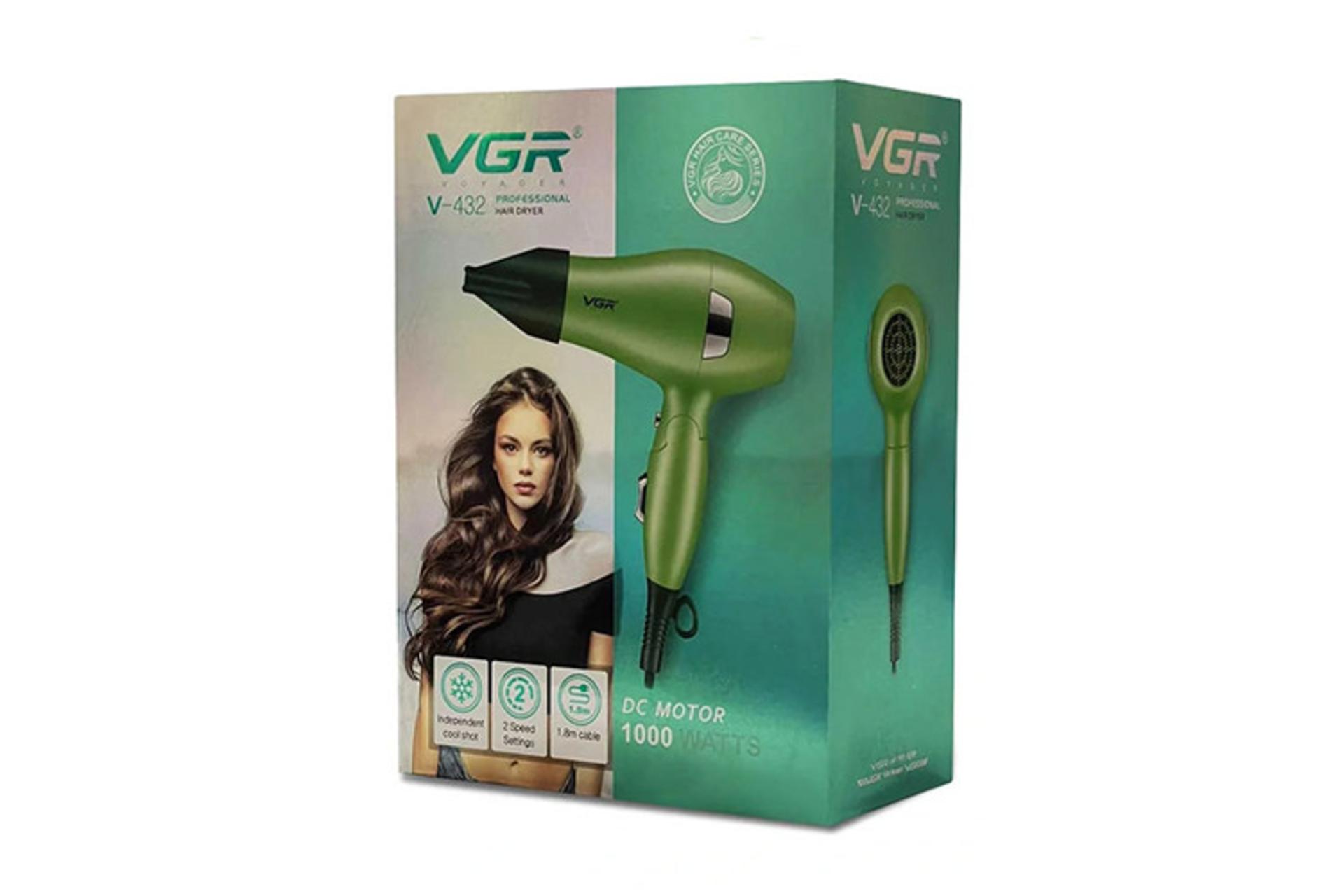 سشوار وی جی آر VGR V-432 نمای بسته بندی