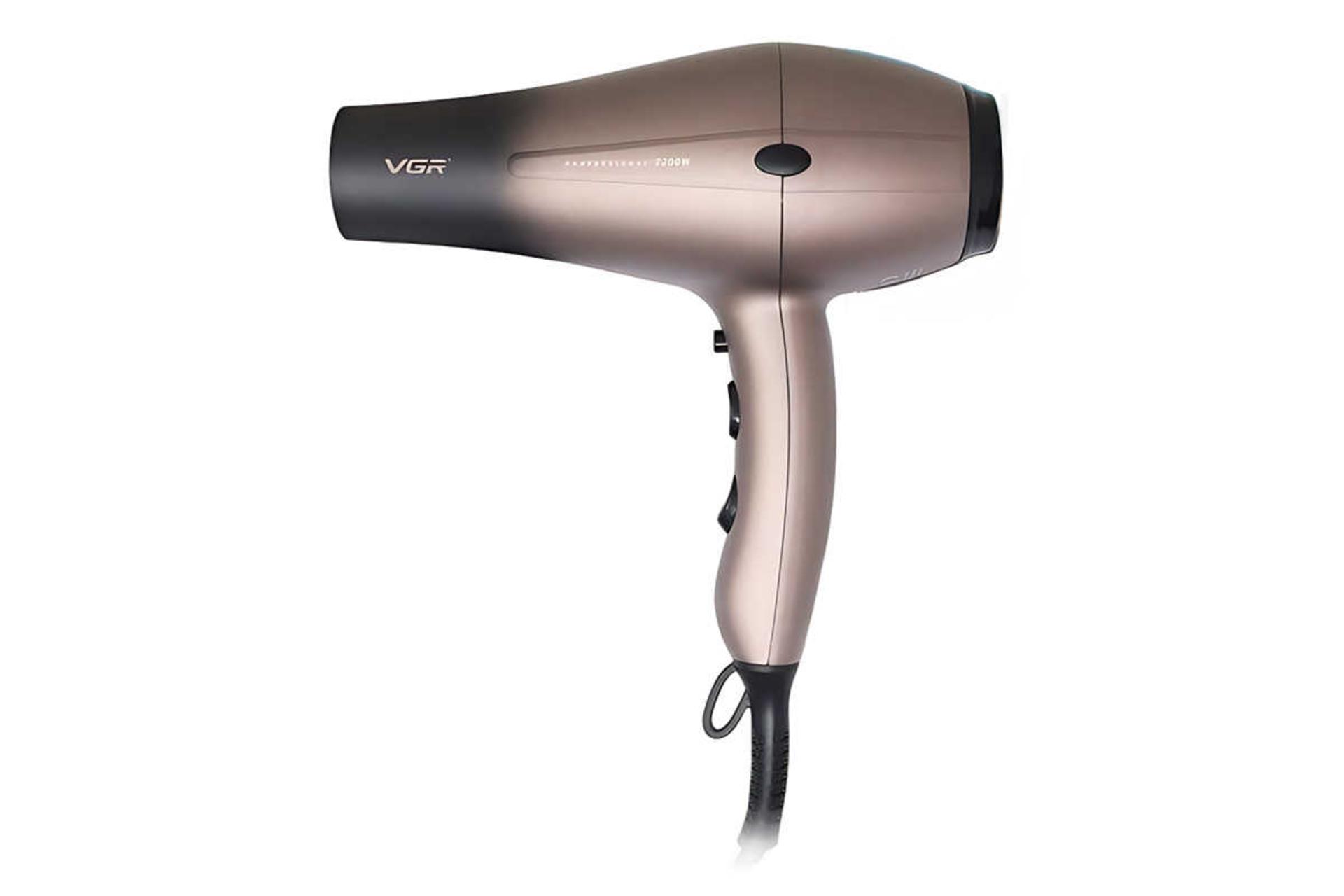 نمای سمت راست سشوار وی جی آر V-463 رنگ قهوه‌ای
