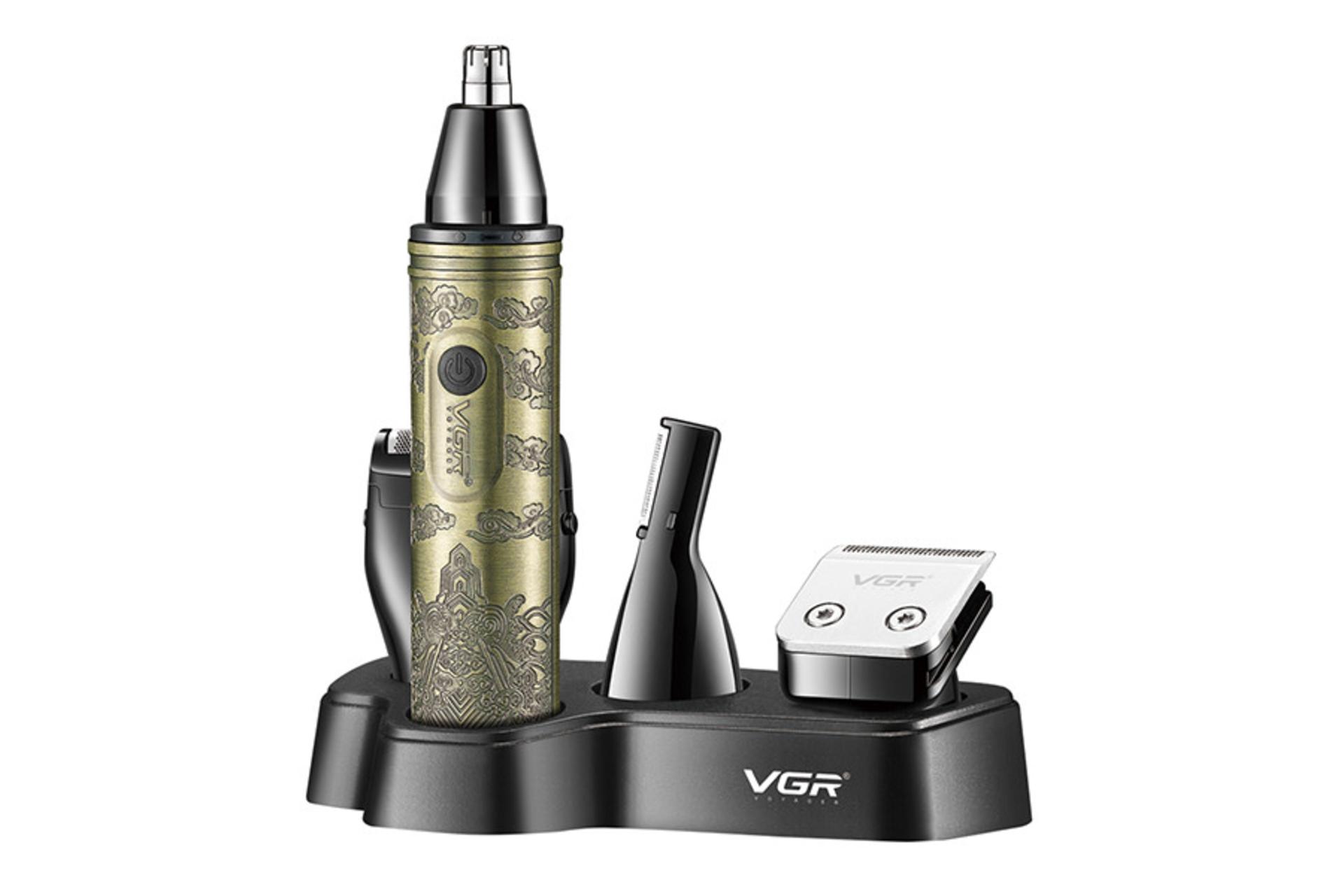ماشین اصلاح وی جی آر VGR V-621 نمای استند و لوازم همراه