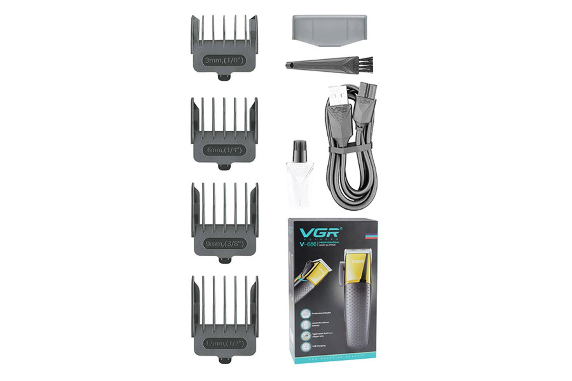 ماشین اصلاح وی جی آر VGR V-686 لوازم همراه