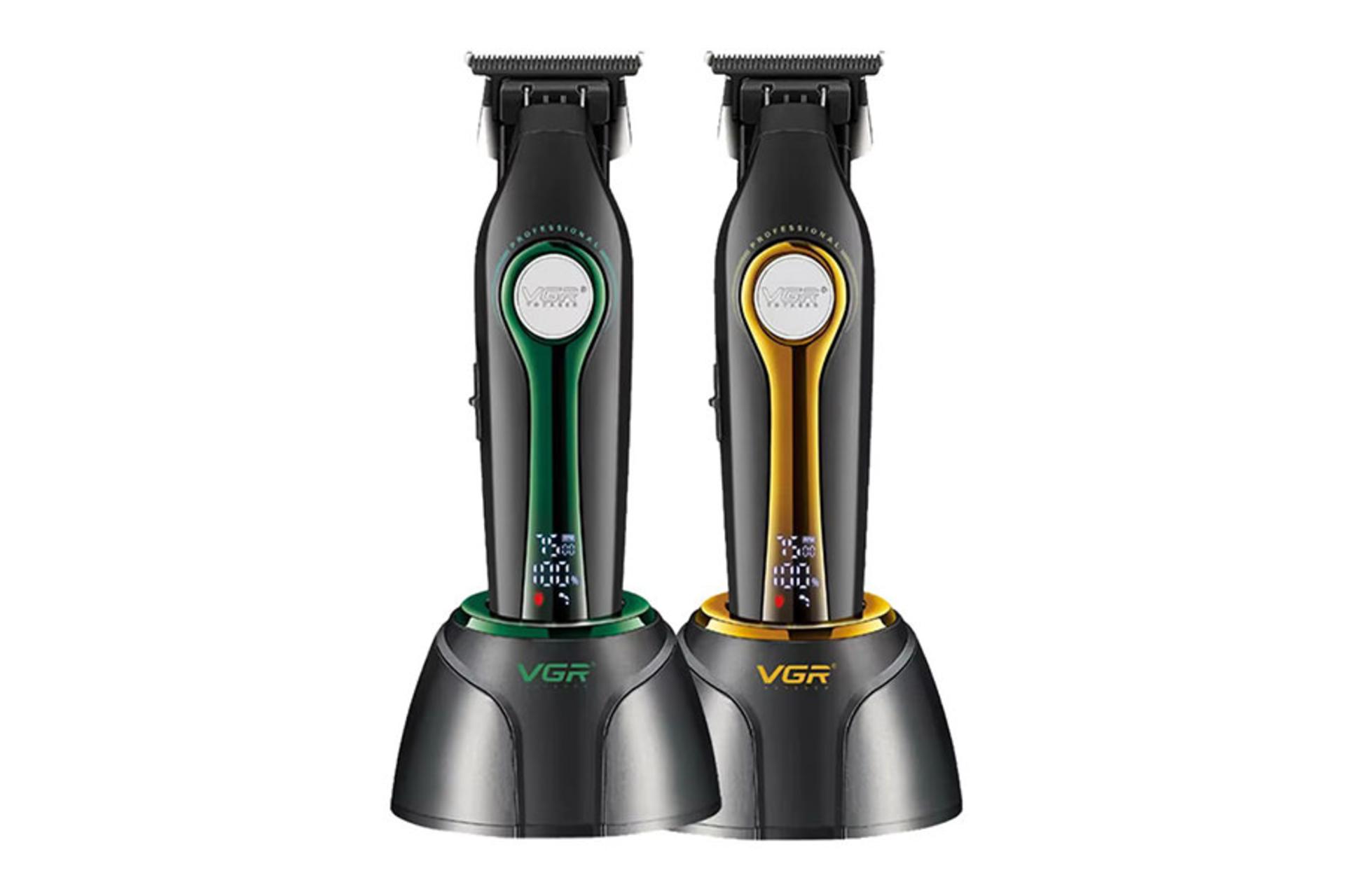ماشین اصلاح و ریش تراش وی جی آر VGR V-993 رنگ سبز و طلایی