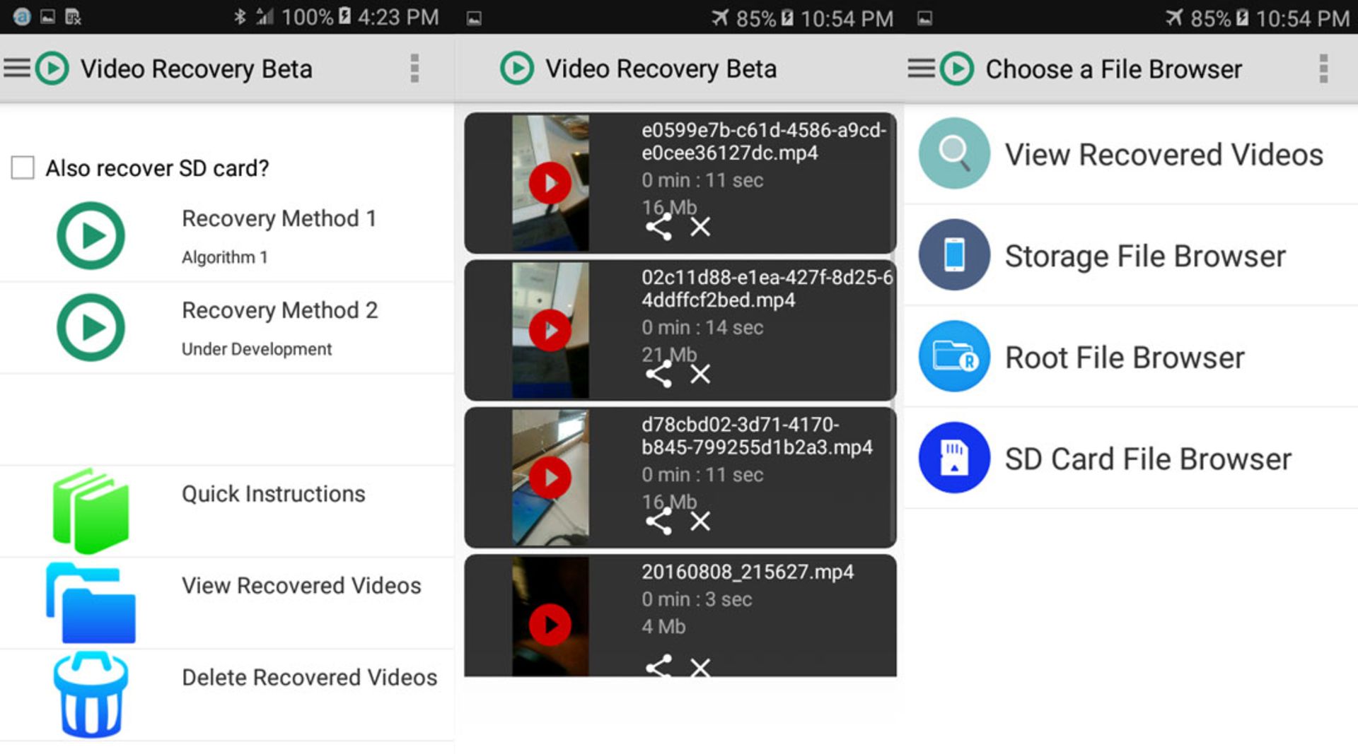 بازیابی ویدئوها در برنامه‌ی Video Recovery