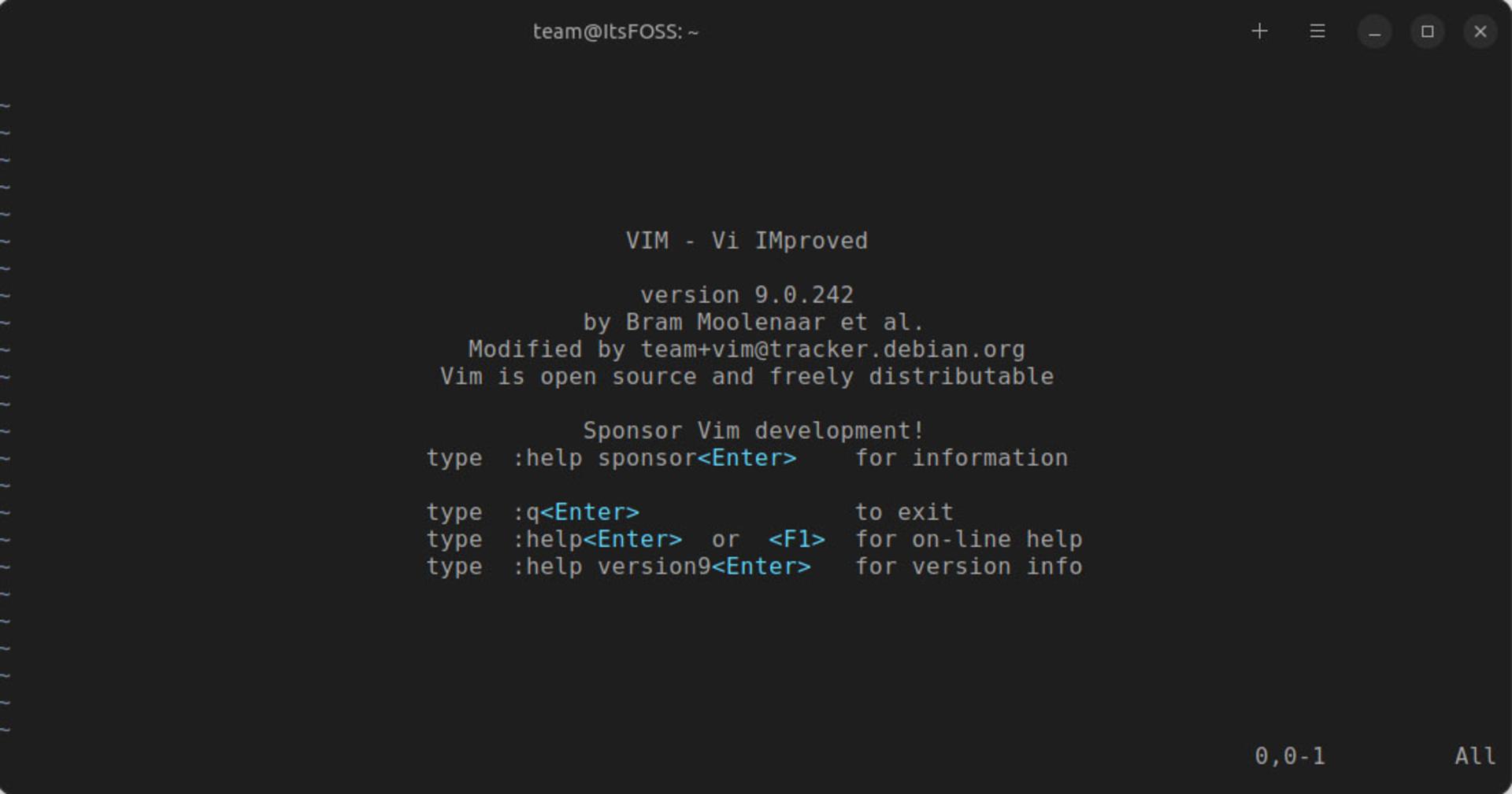 ویرایشگر متن Vim در ترمینال لینوکس