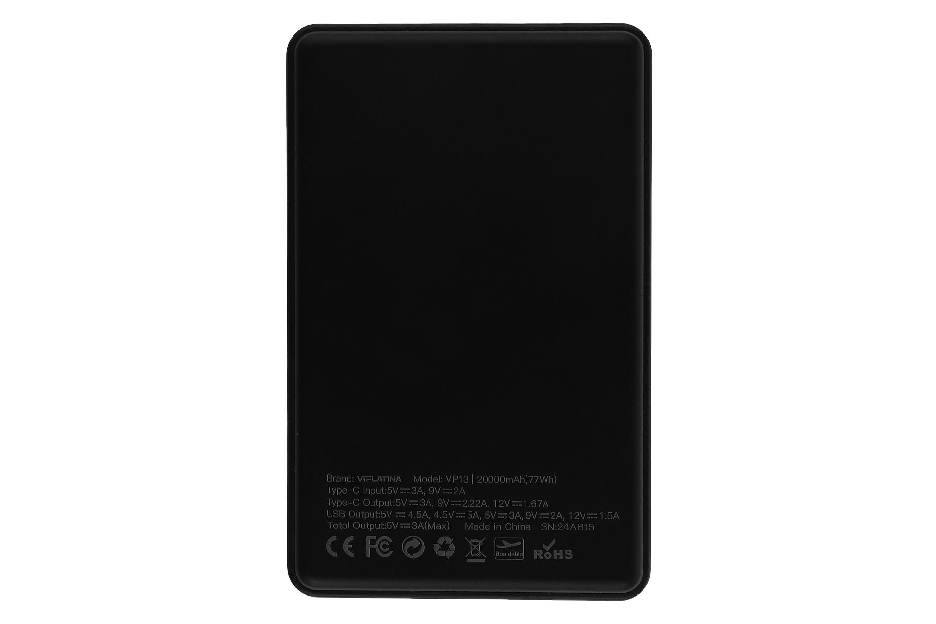 پشت پاور بانک وی آی پلاتینا VIPLATINA VP13 20000mAh