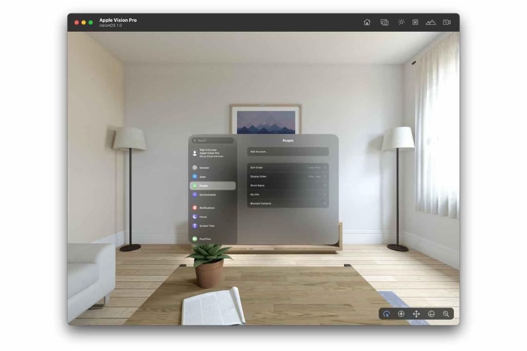 تنظیمات در vision os