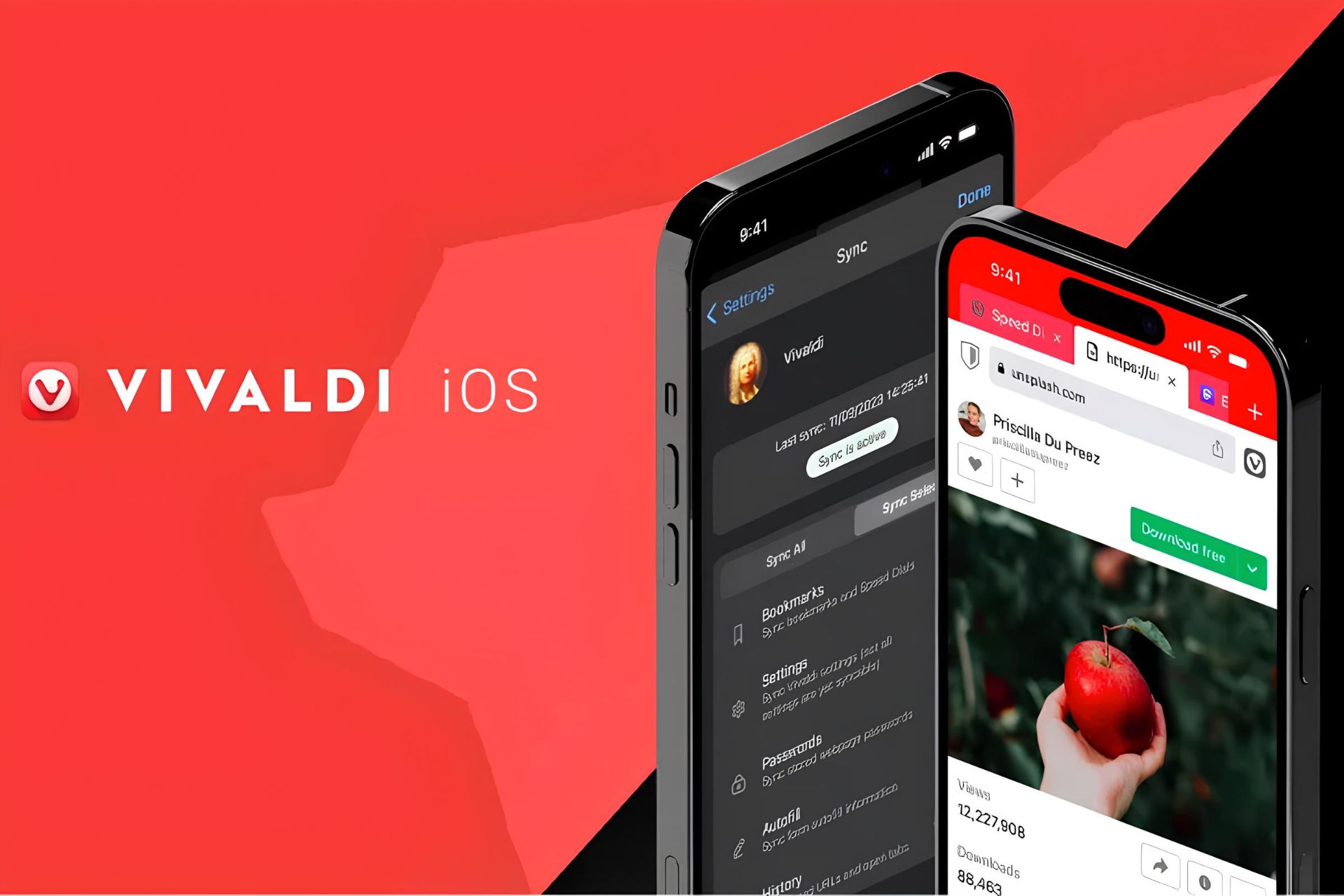 نسخه آیفون مرورگر ویوالدی / Vivaldi پوستر قرمز و مشکی
