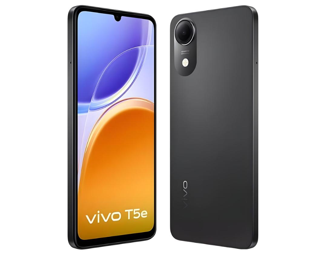 نمای جلوی صفحه نمایش و نمای پشت گوشی هوشمند ویوو مدل Vivo T5e با رنگ مشکی
