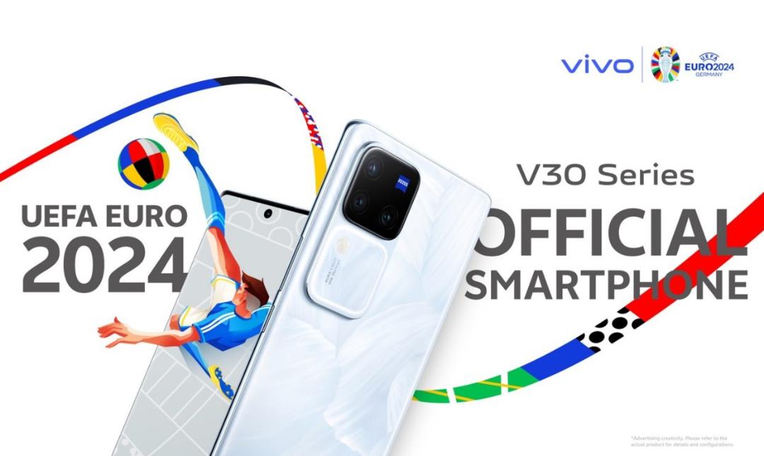 پنل پشتی گوشی ویوو V30 پرو در کنار لوگو مسابقات یورو ۲۰۲۴