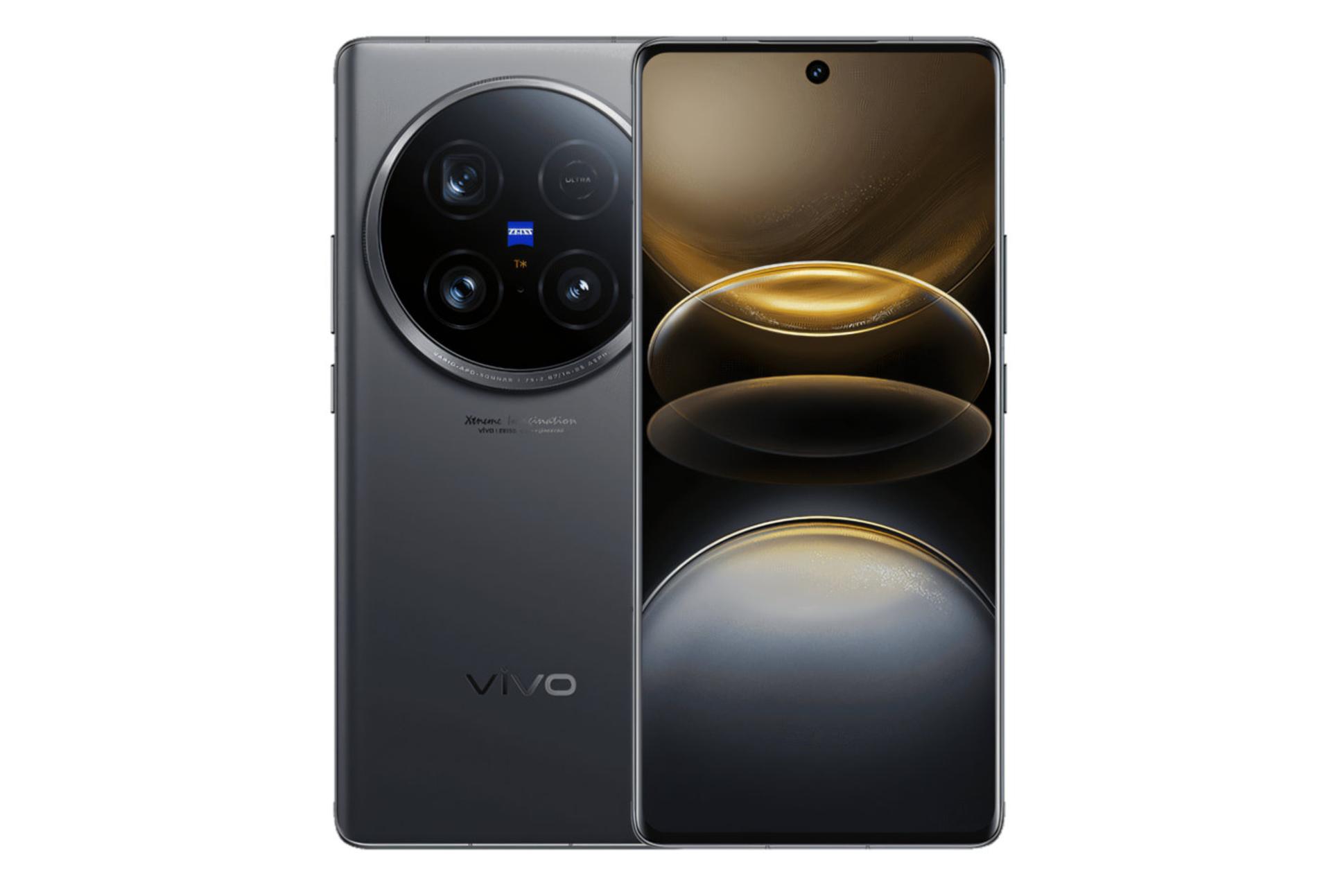 The front and back panel of the Vivo X100 Ultra mobile phone is dark gray / vivo X100 Ultra