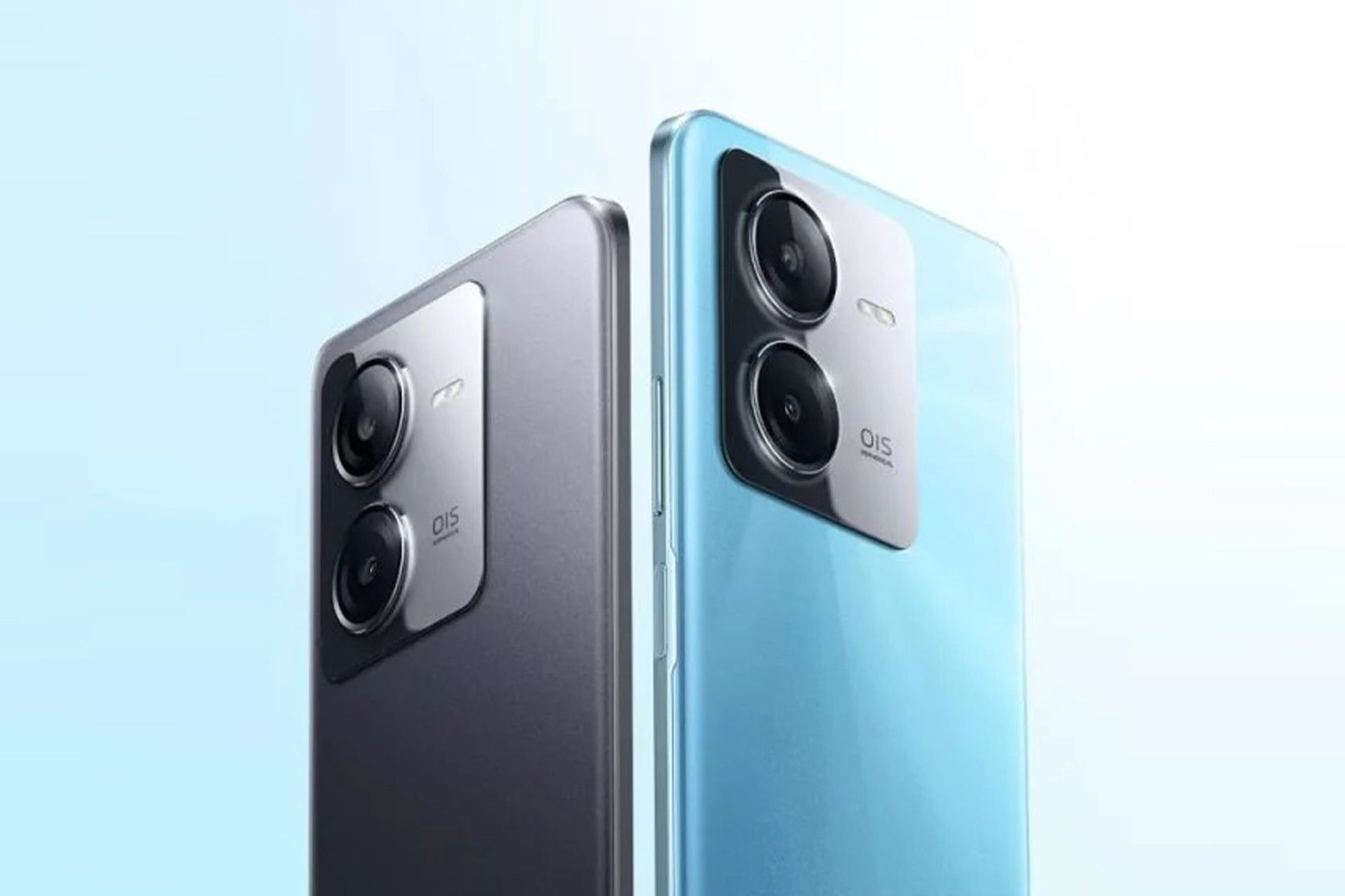 نمایی از گوشی Vivo Y100t 5G در دو رنگ آبی و مشکلی