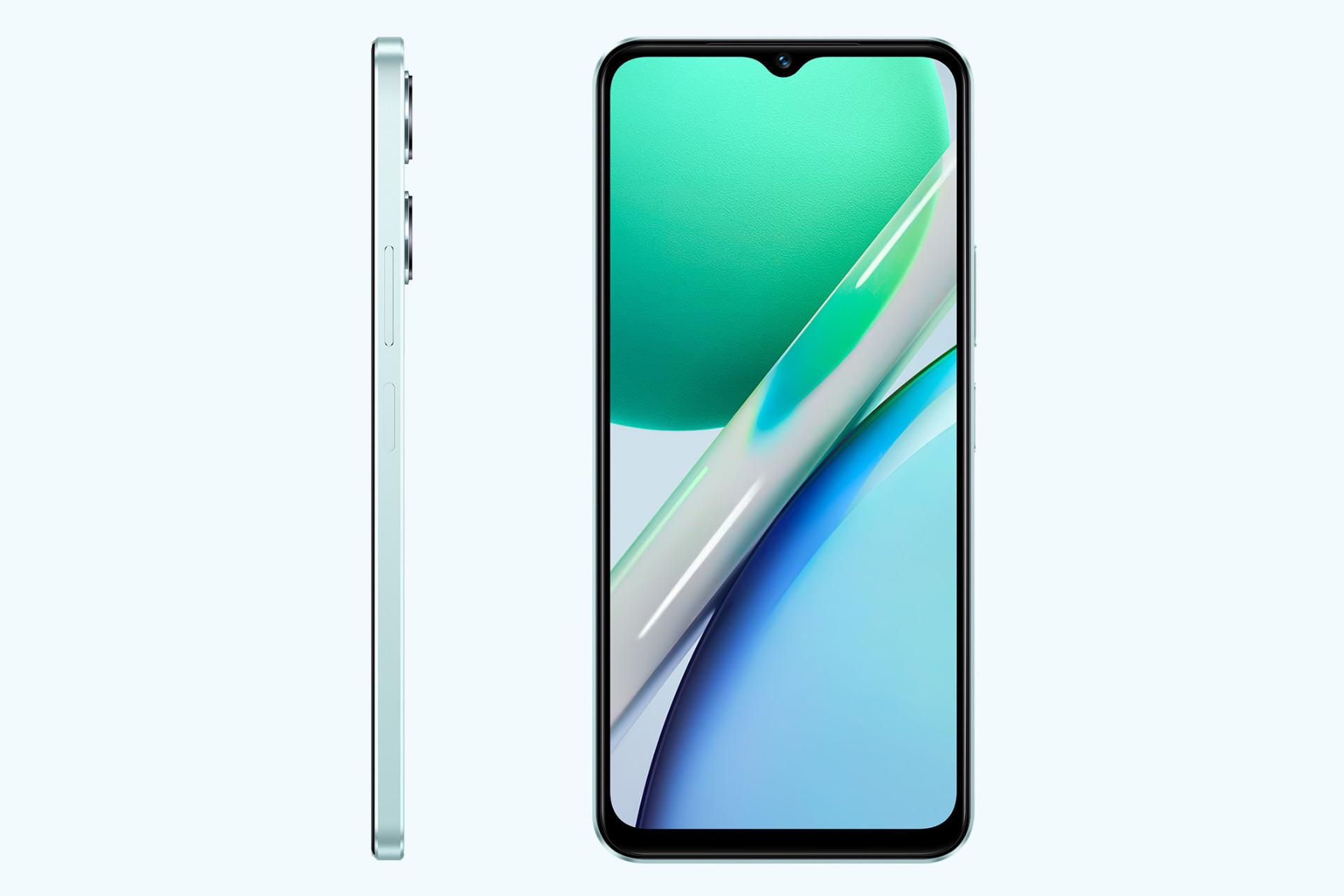 پنل جلو و لبه کناری گوشی موبایل Y18 ویوو نسخه گلوبال آبی روشن / vivo Y18 Global