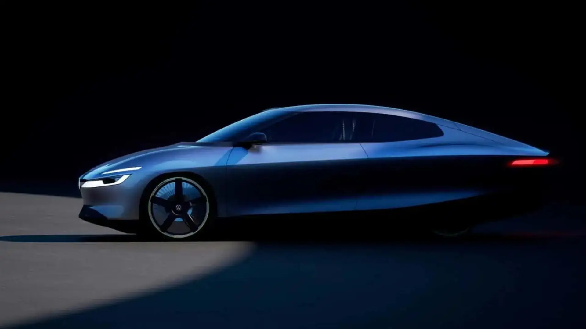خودروی مفهومی فولکس‌واگن (Volkswagen) Mission Efficiency با طراحی آیرودینامیک در فضای تاریک
