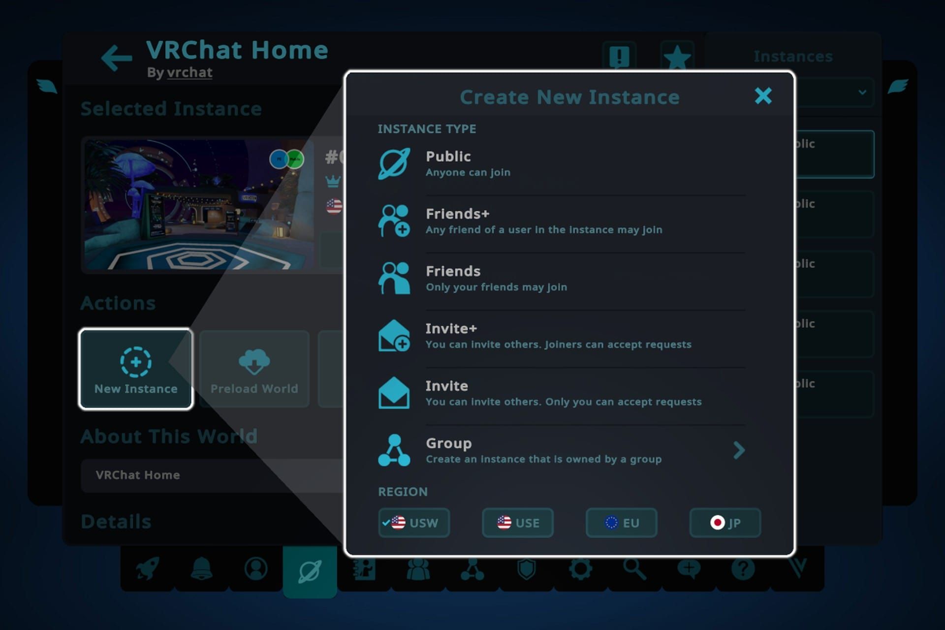 ساخت اینستنس در وی آر چت
