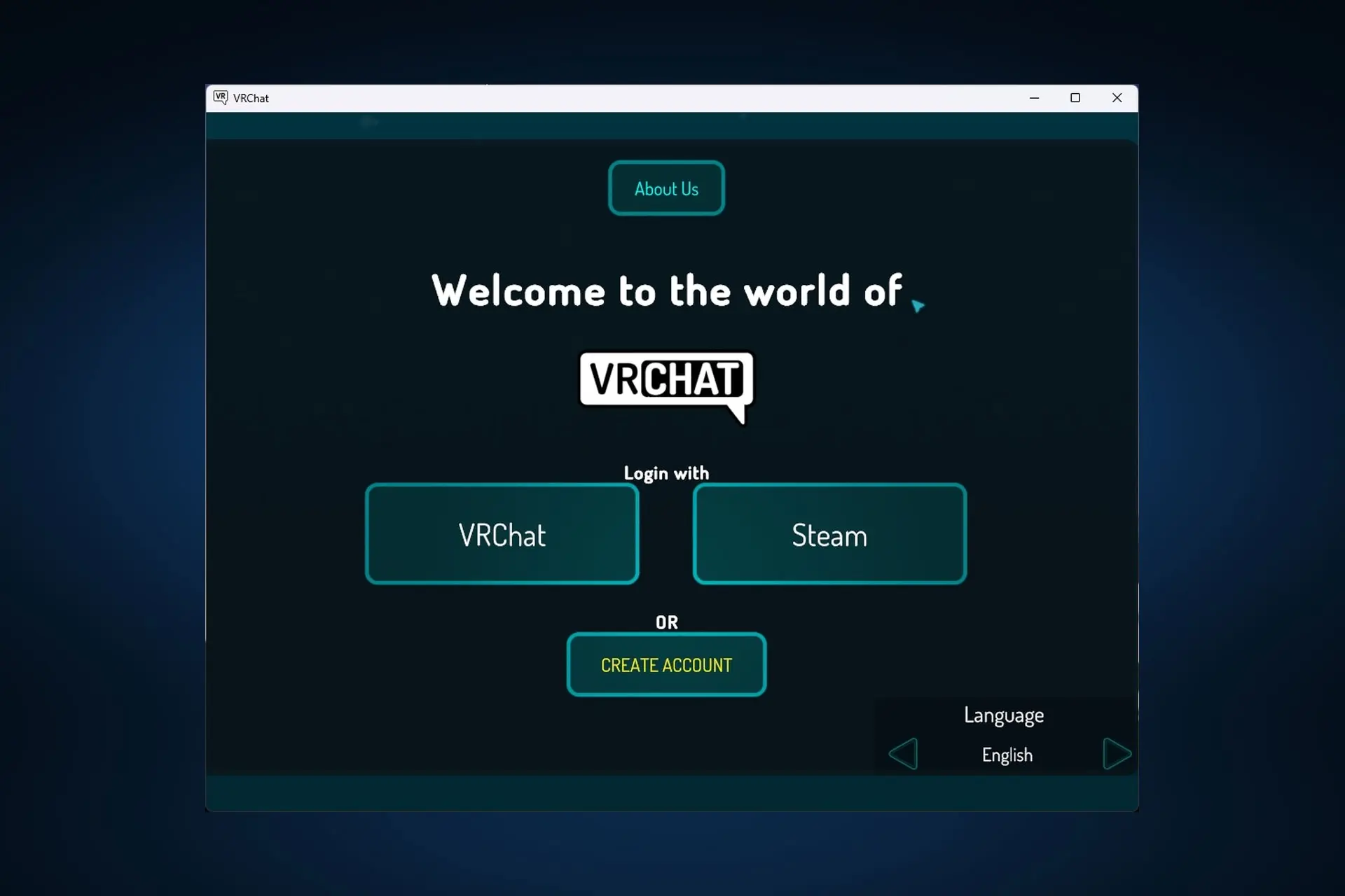 انتخاب نوع ورود به VRChat - اکانت استیم یا VRChat