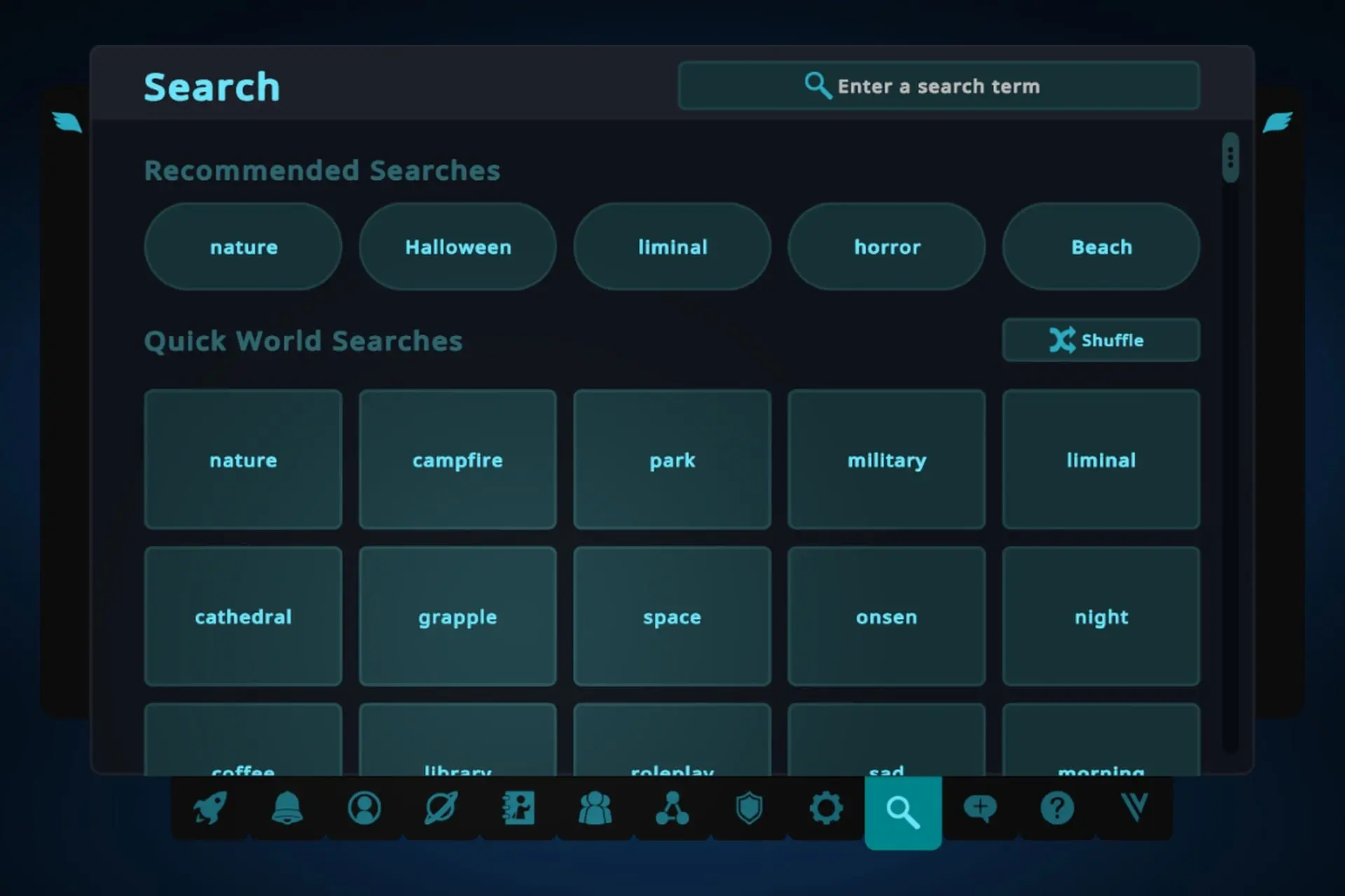 بخش Search در منوی اصلی  وی آر چت