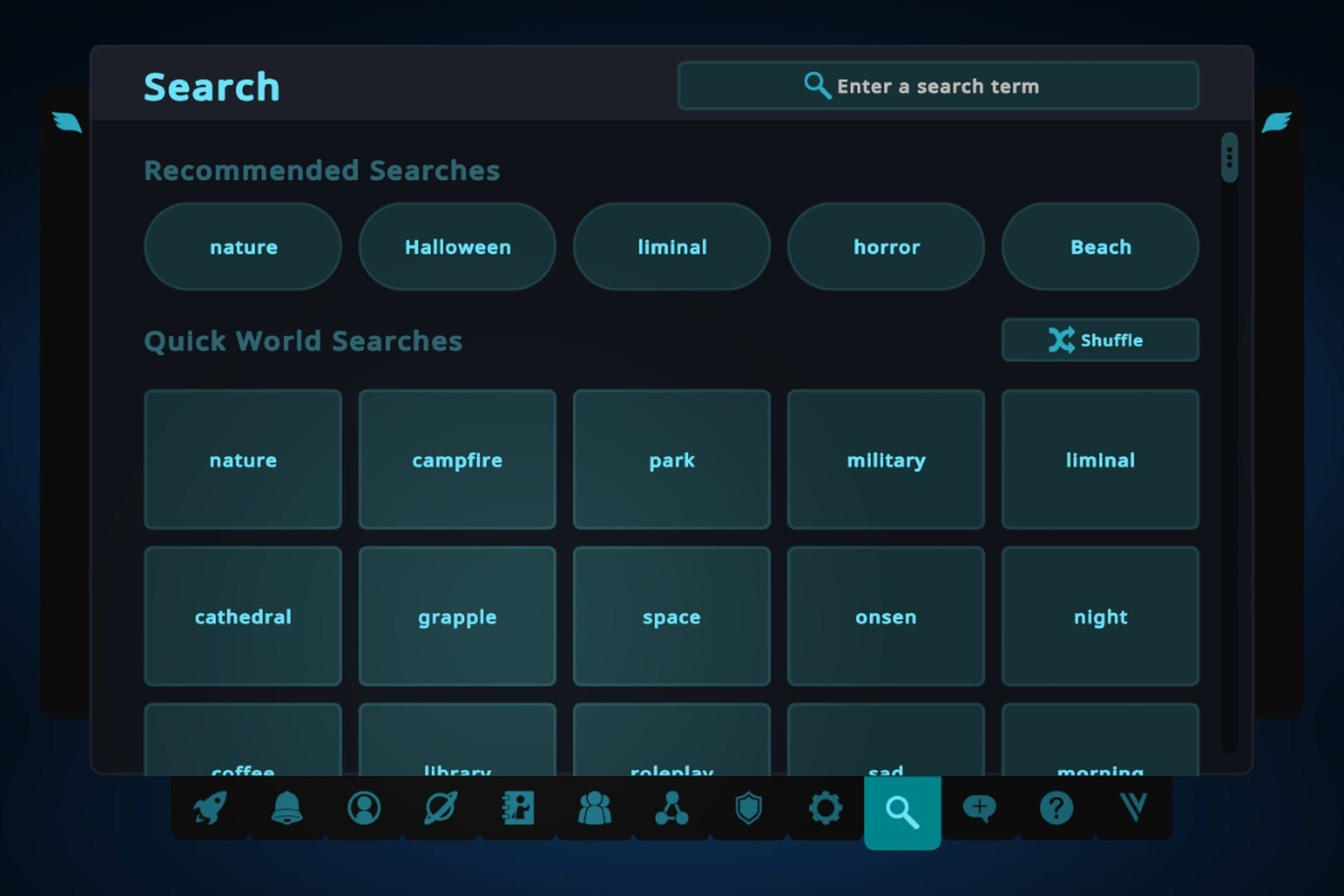 بخش Search در منوی اصلی  وی آر چت
