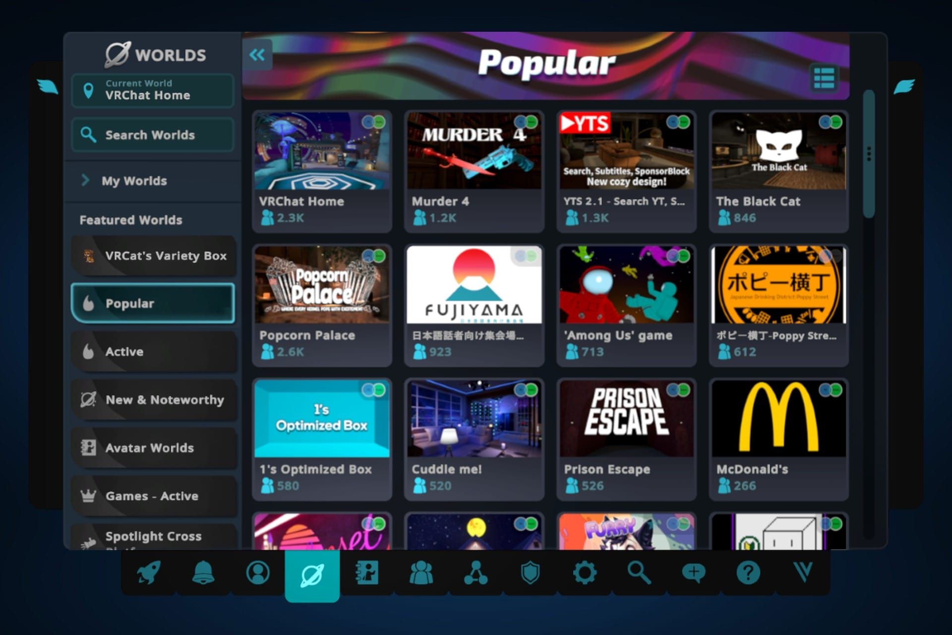 بخش Worlds منوی اصلی  وی آر چت